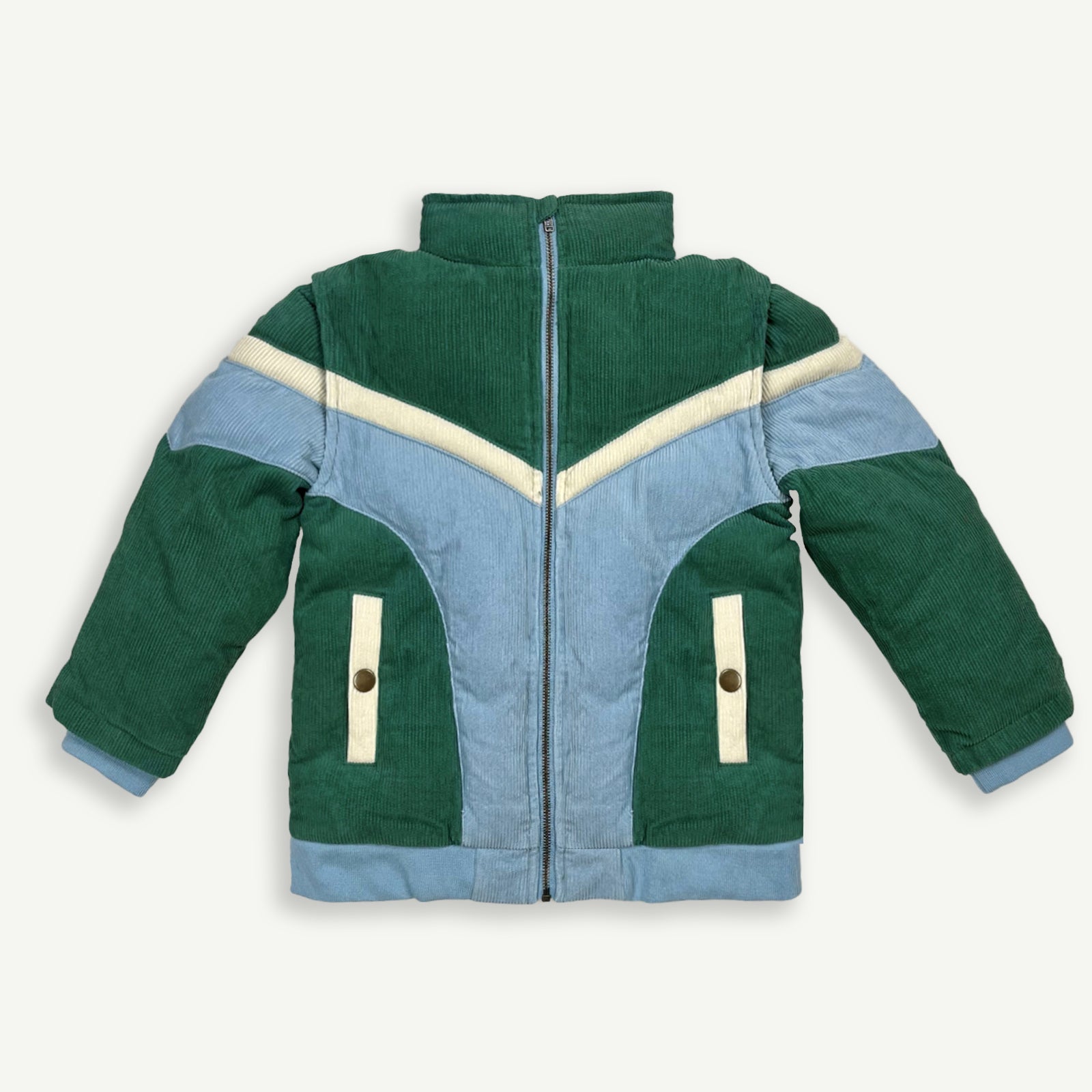 Convertible Cord Puffer Jacket - Ocean