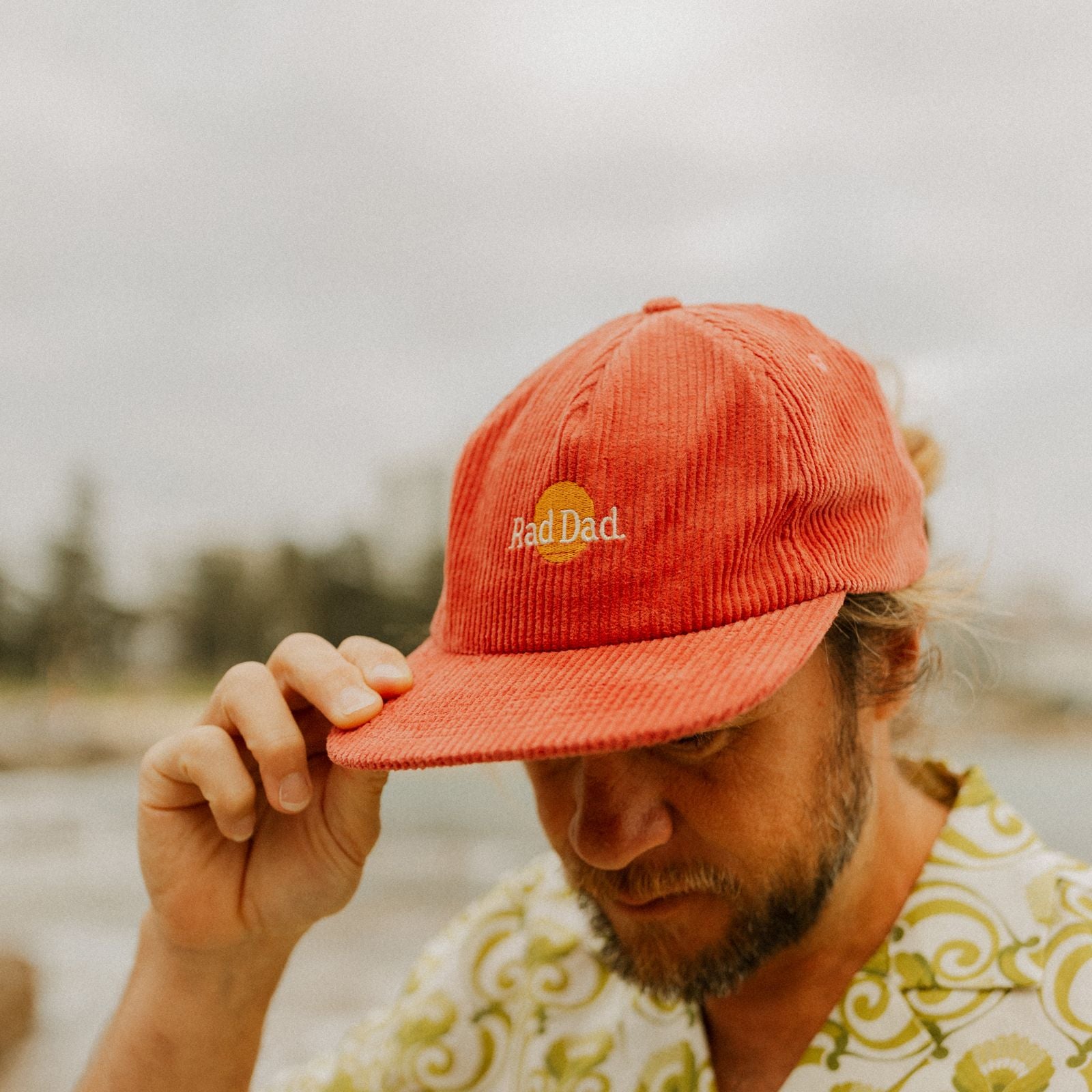 Rad Dad and Rad Kid Cord Cap Bundle - Eco Red