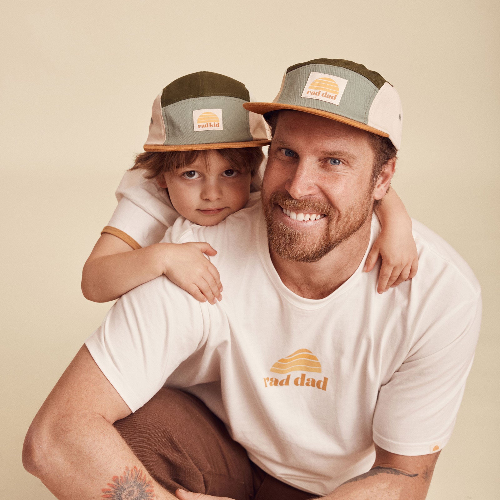 Rad Dad and Rad Kid Five Panel Cap Bundle - Khaki Splice