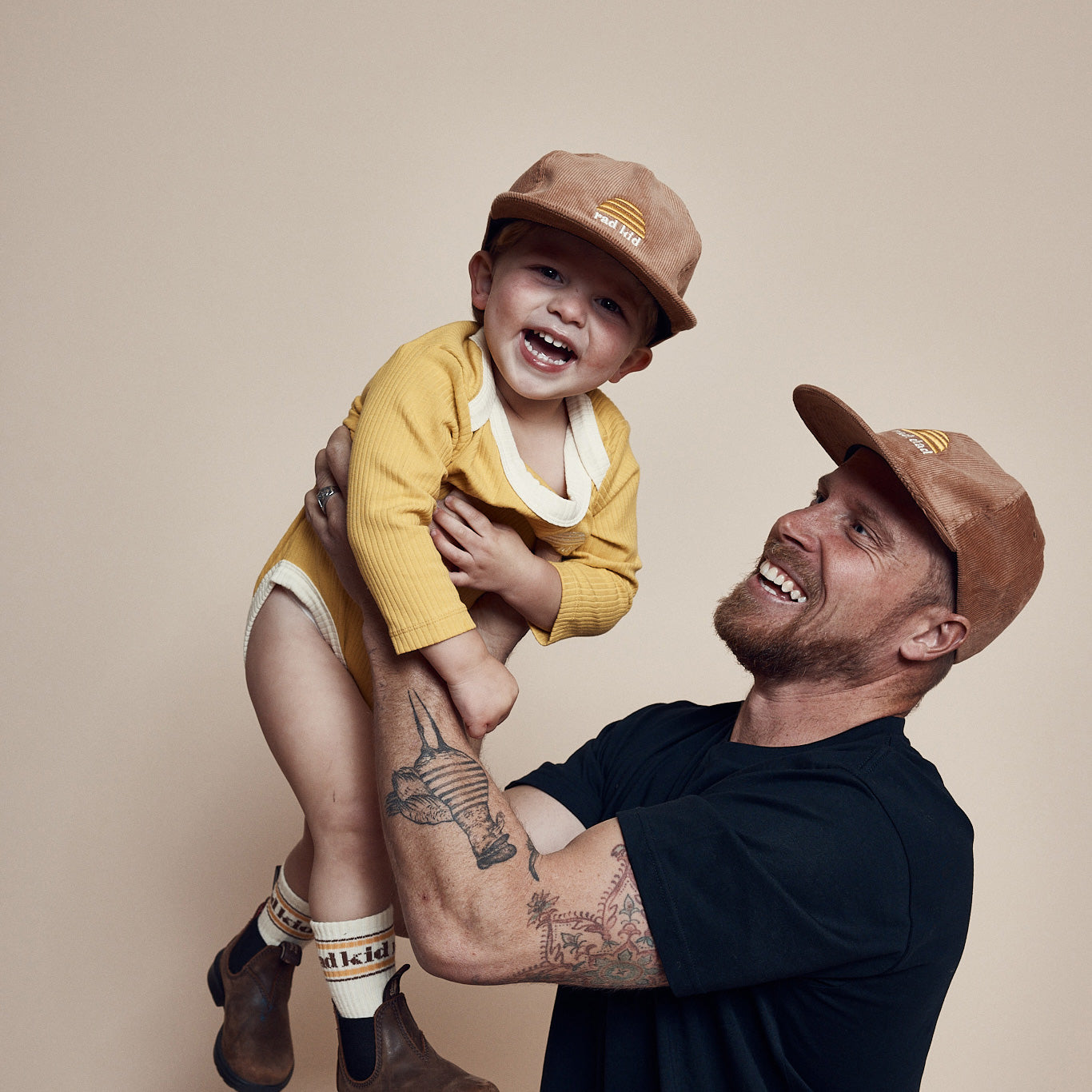 Rad Kid and Rad Dad Cord Cap Bundle - Tan
