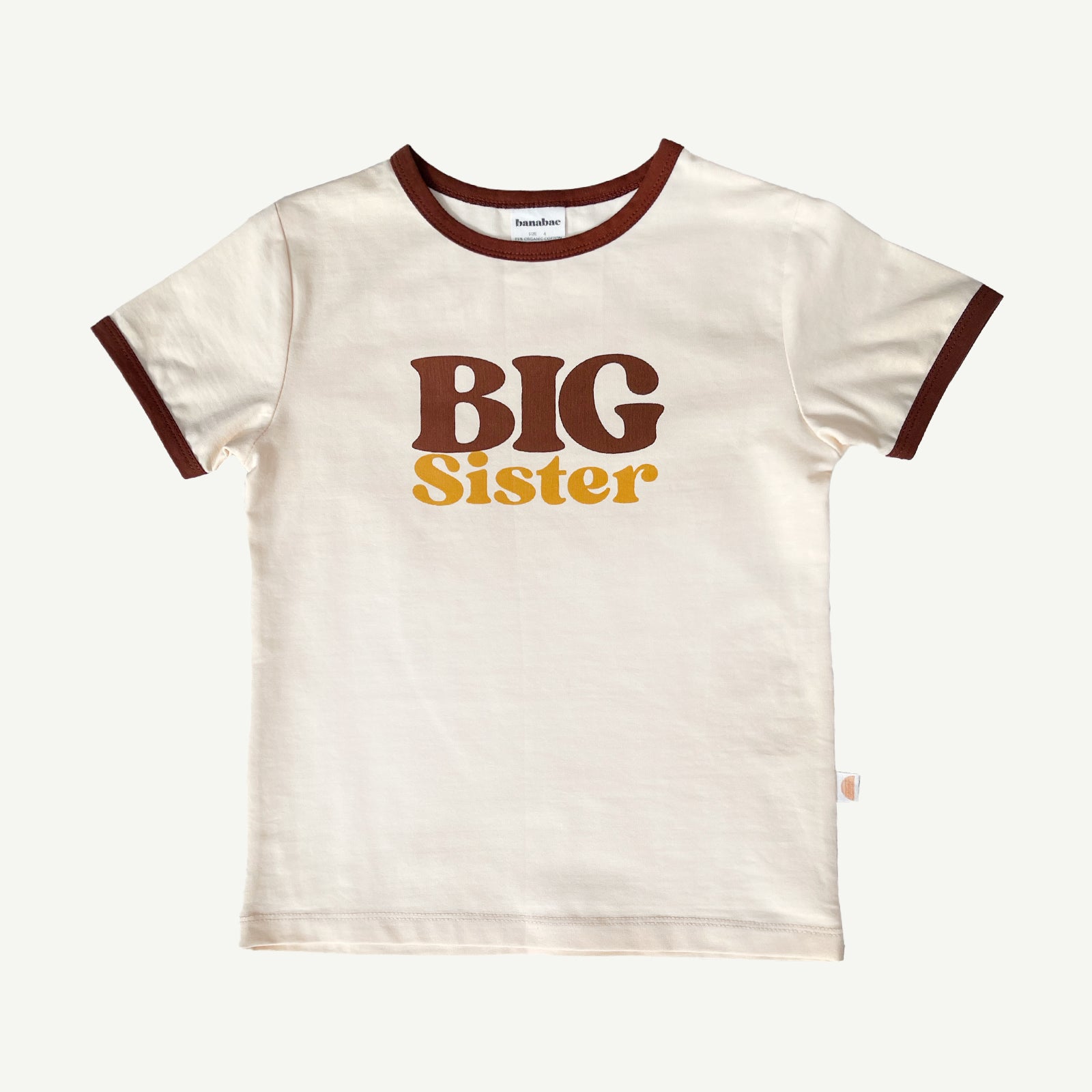 Big Sister Organic Cotton Ringer Tee - Brown