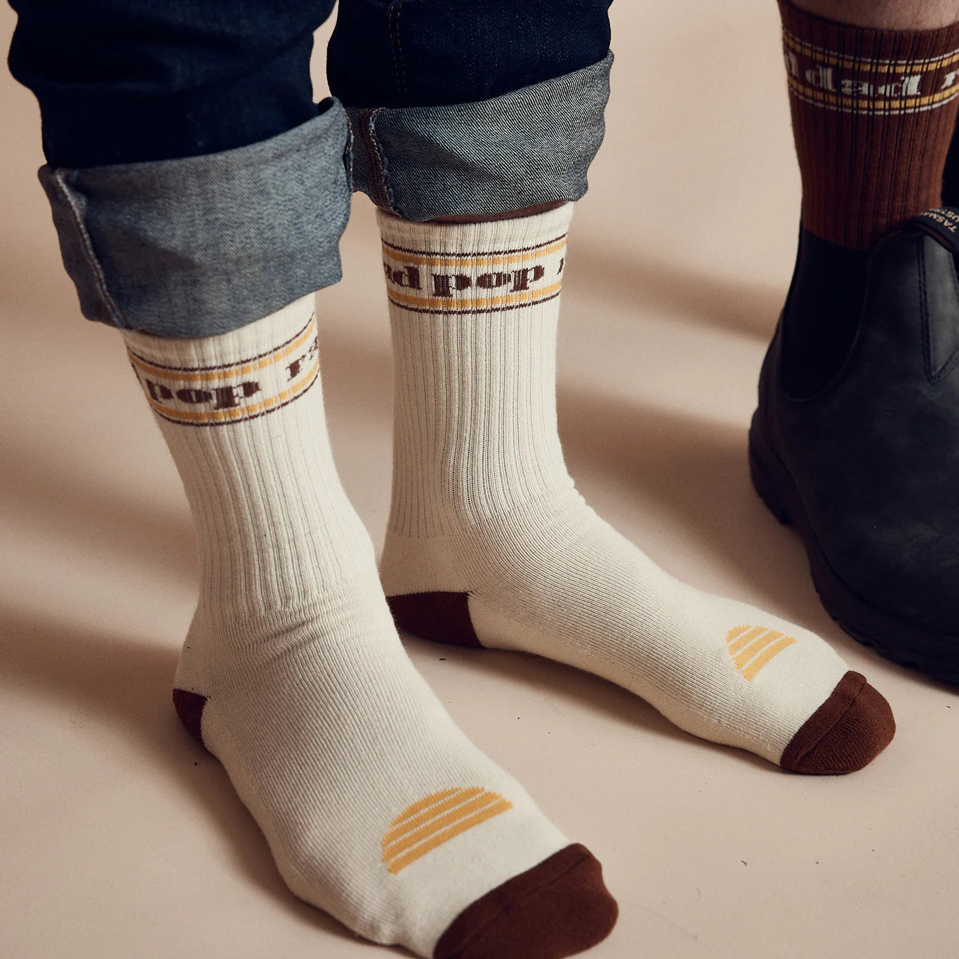 Rad Pop Organic Cotton Crew Sock Single - Natural
