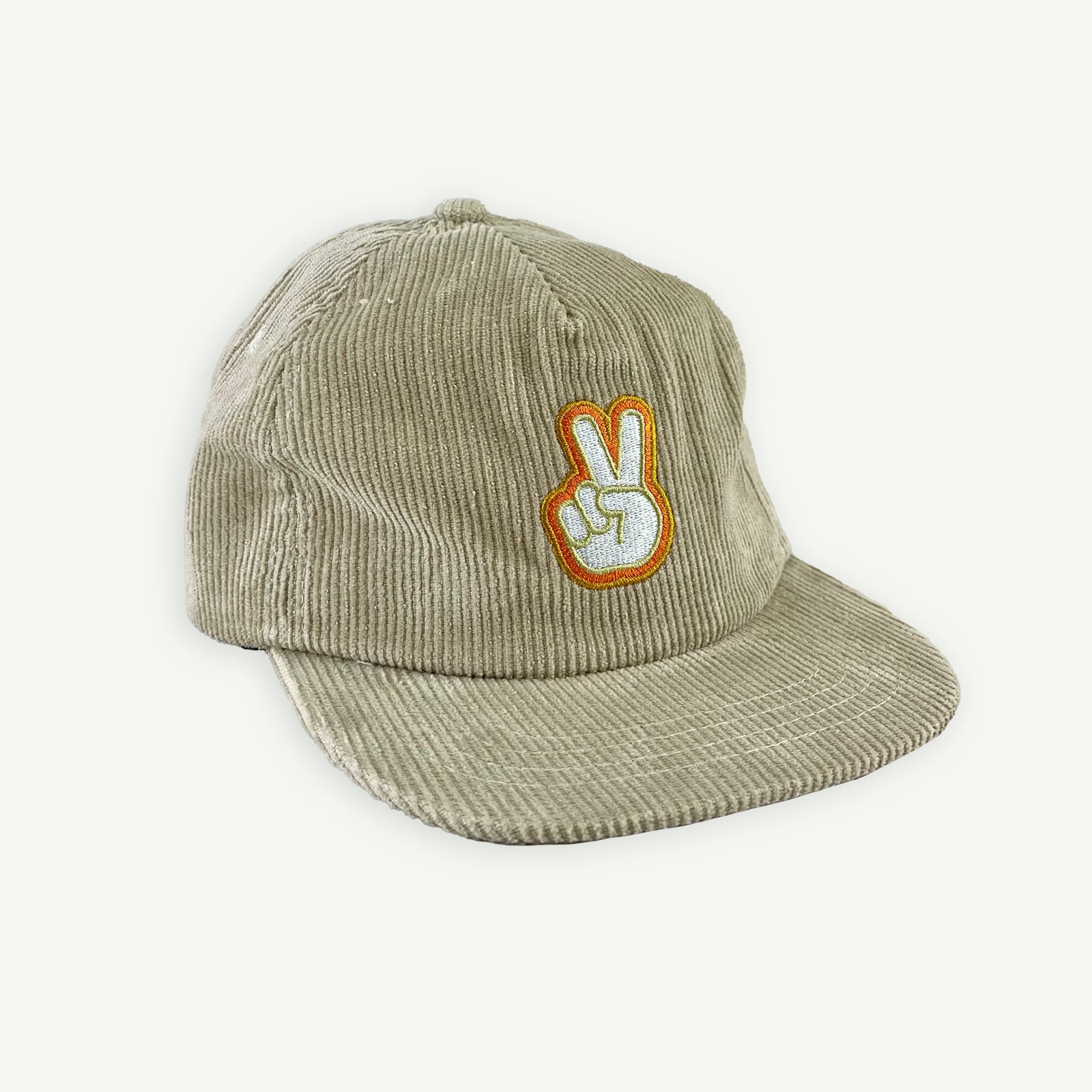 Peace On Earth Pinch Front Cord Kids Cap - Ecru