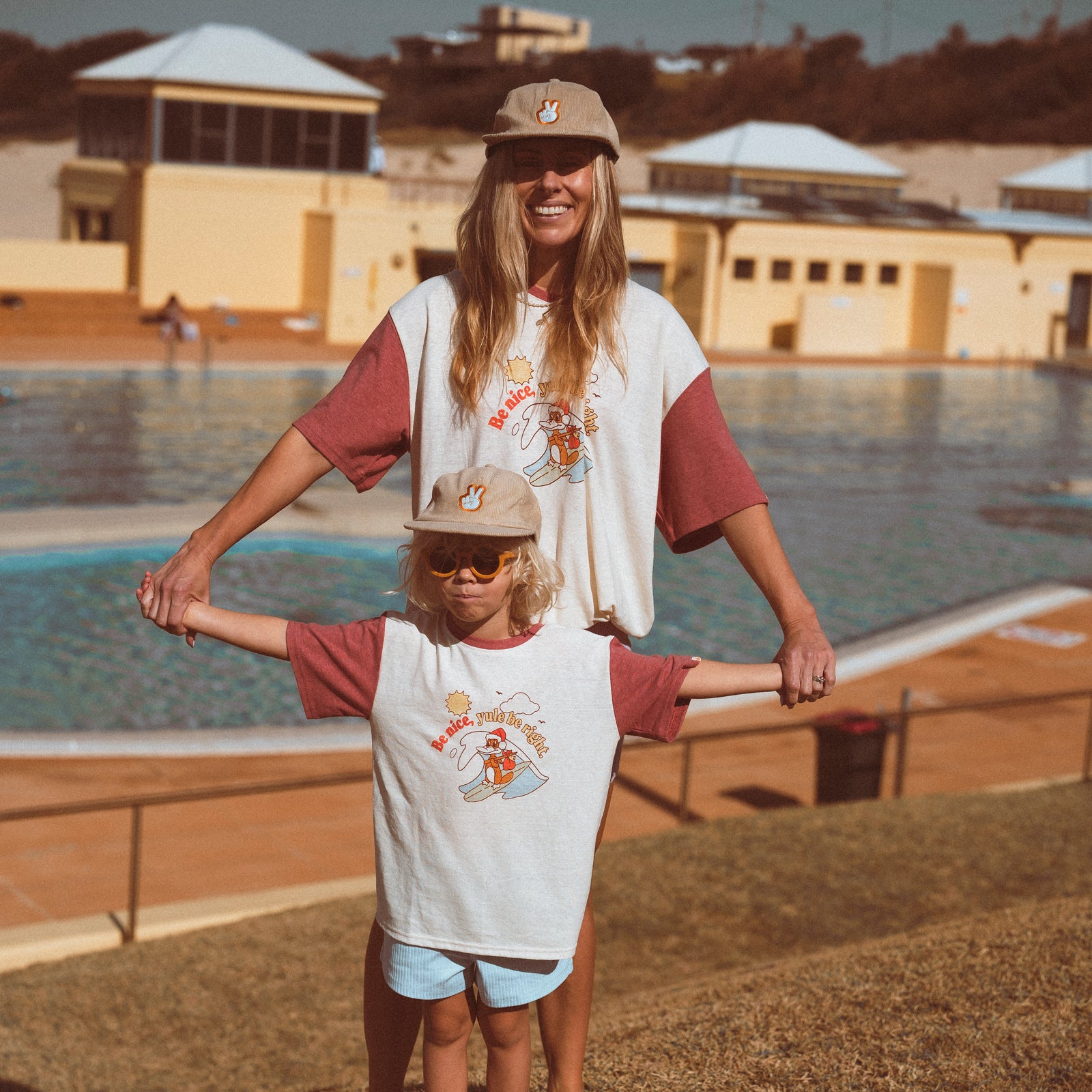 Peace On Earth Pinch Front Cord Kids Cap - Ecru