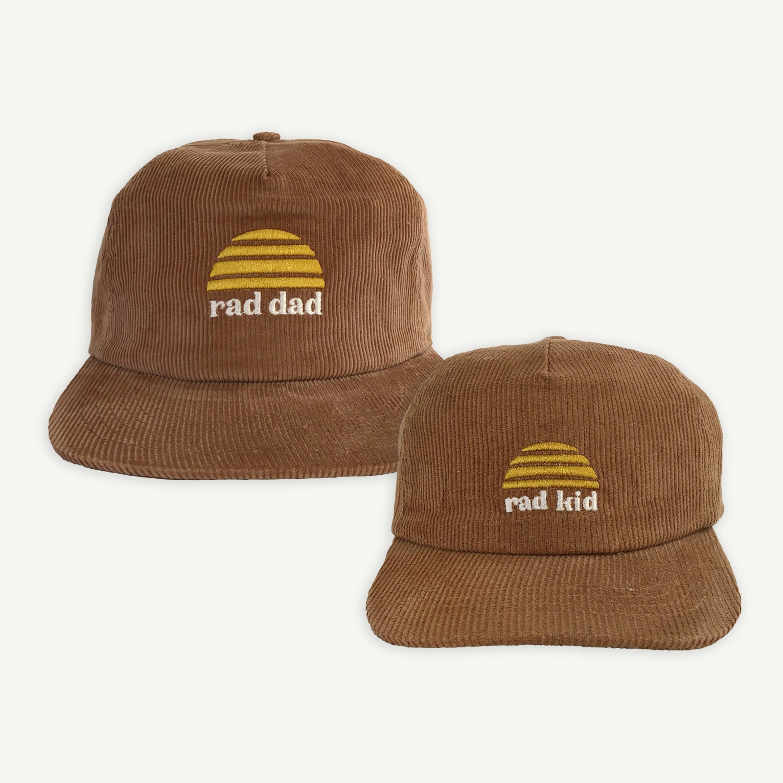 Rad Kid and Rad Dad Cord Cap Bundle - Tan