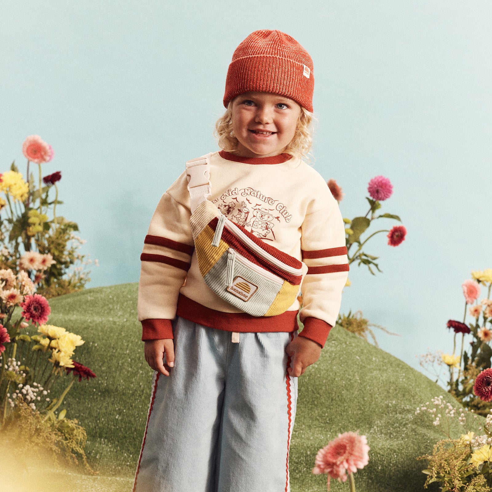 Kids Corduroy Splice Eco Belt Bag - Primary
