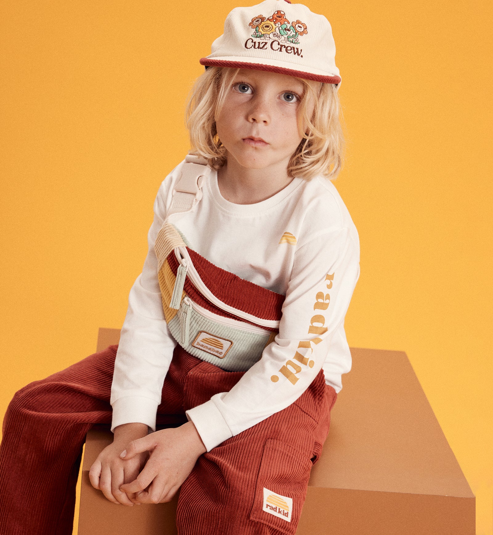 Kids Corduroy Splice Eco Belt Bag - Primary