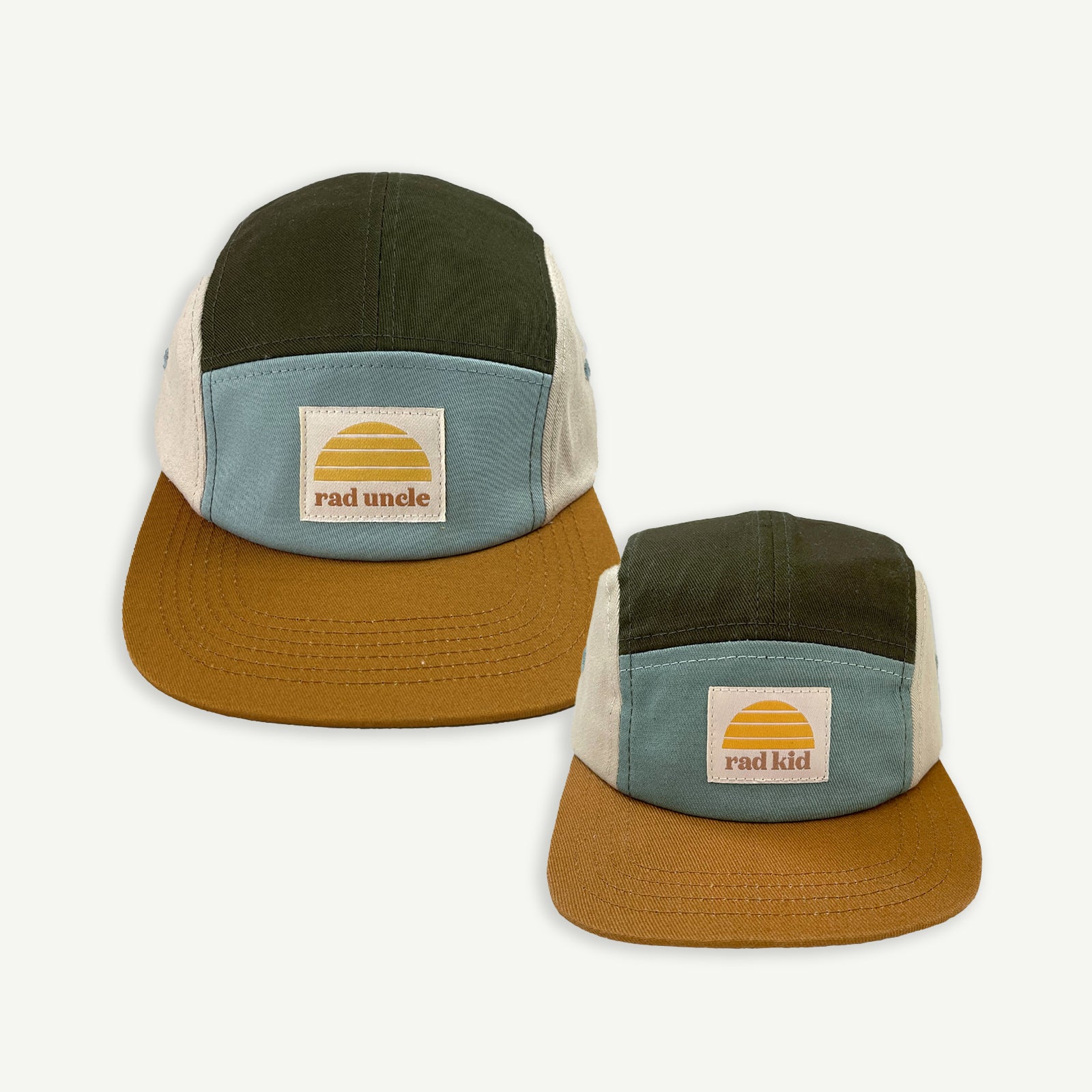 Rad Uncle and Rad Kid Spliced Khaki Five Panel Cap
