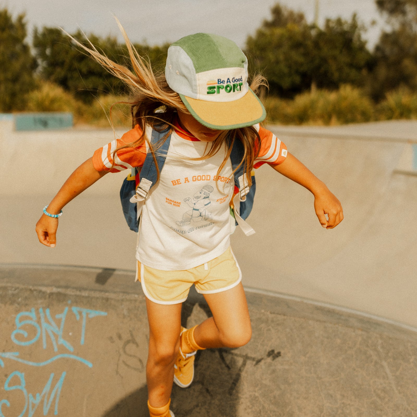 Keep On Running Kids Sports Tee - Poppy