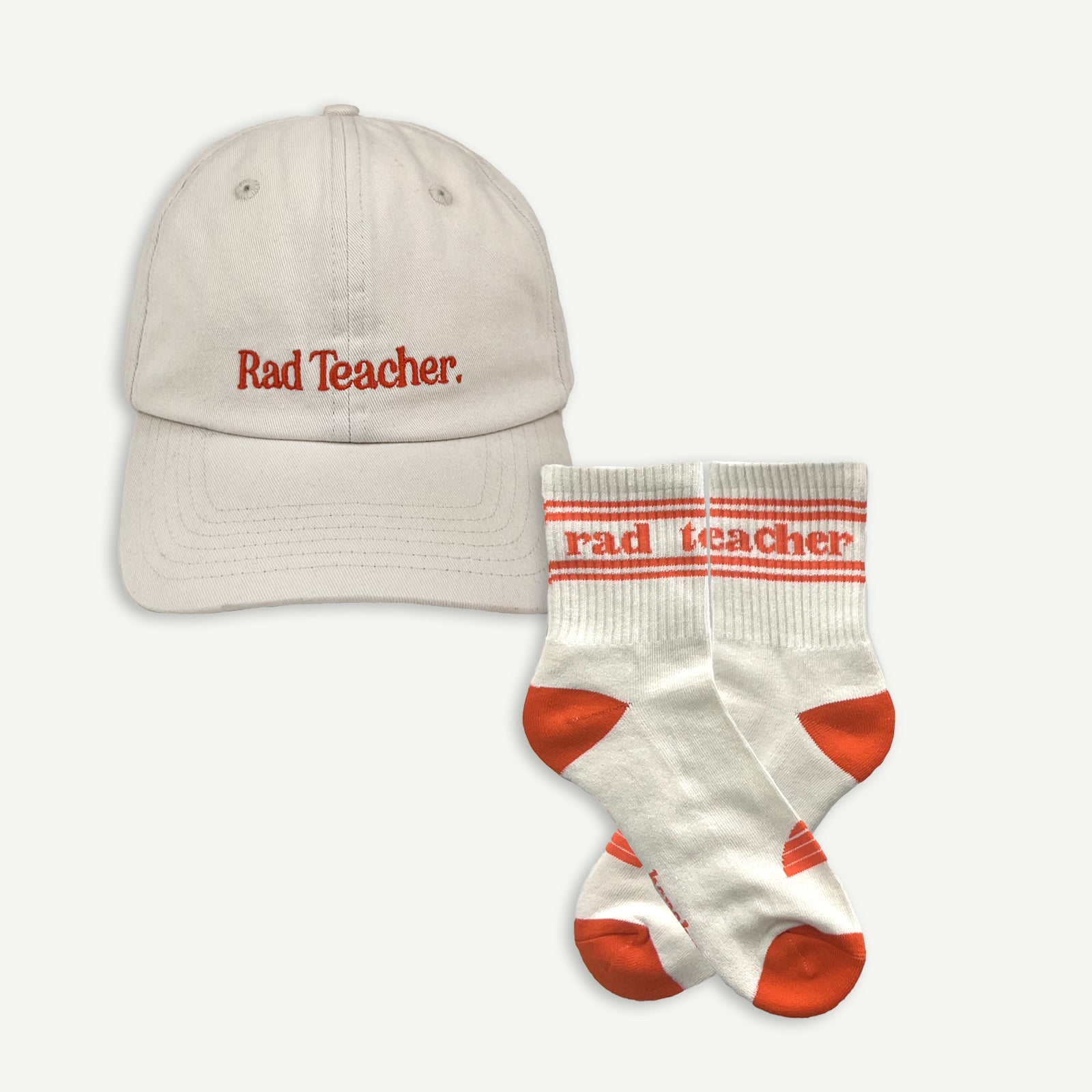 Rad Teacher Baseball Cap and Sock Bundle - Red