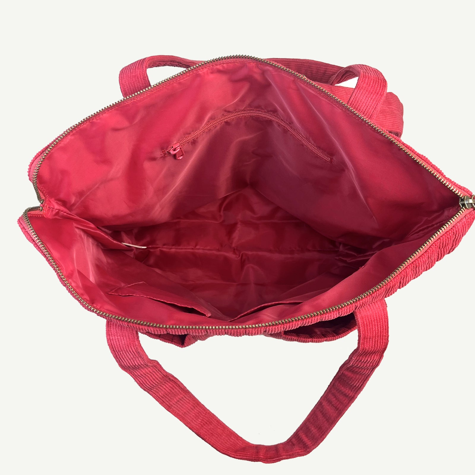 Corduroy Quilted Convertible Backpack - Cherry
