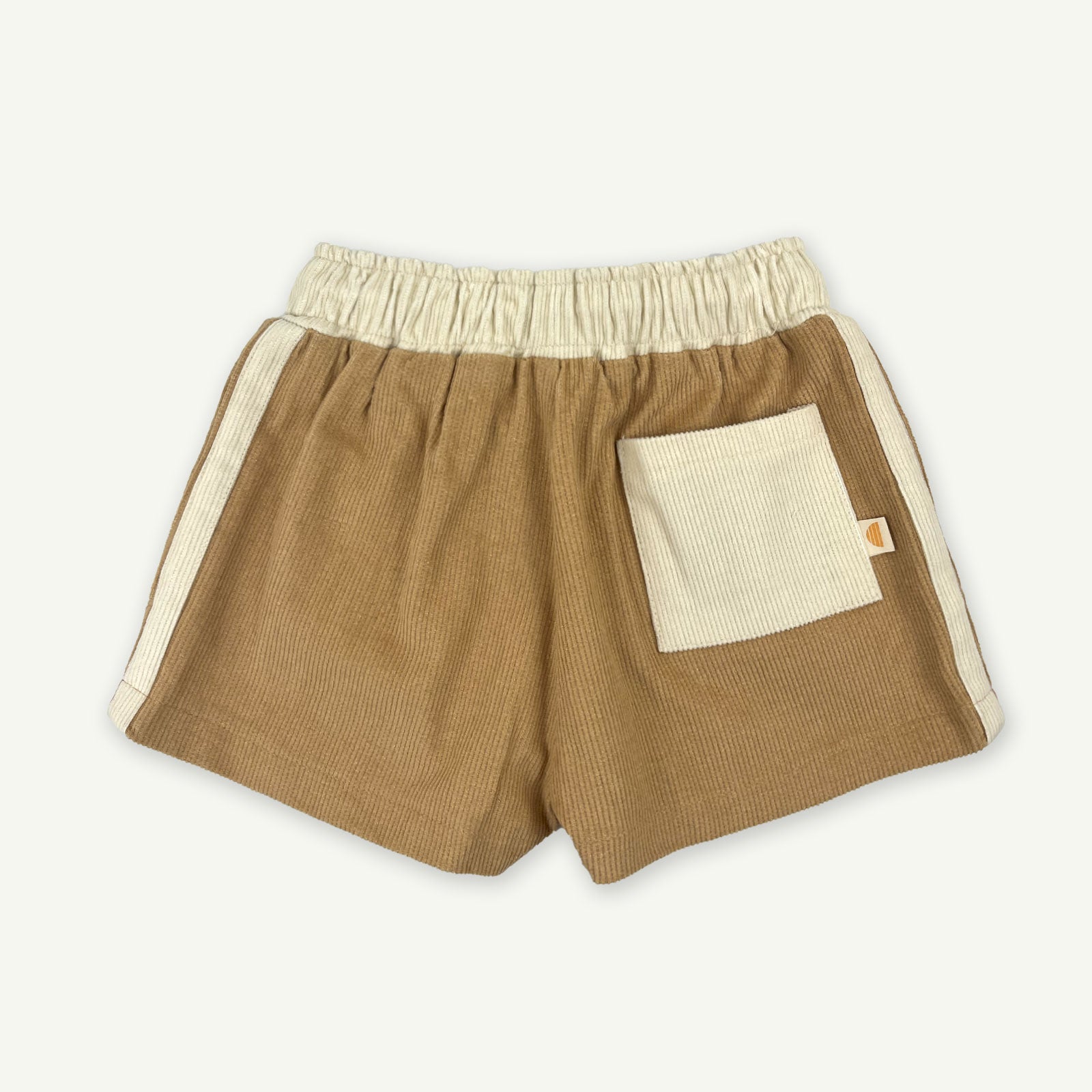 Side Stripe Kids Cord Shorts - Camel