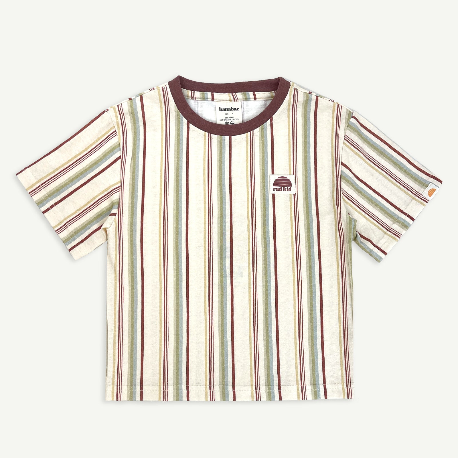 Rad Kid Vertical Stripe Hemp Tee - Craisin