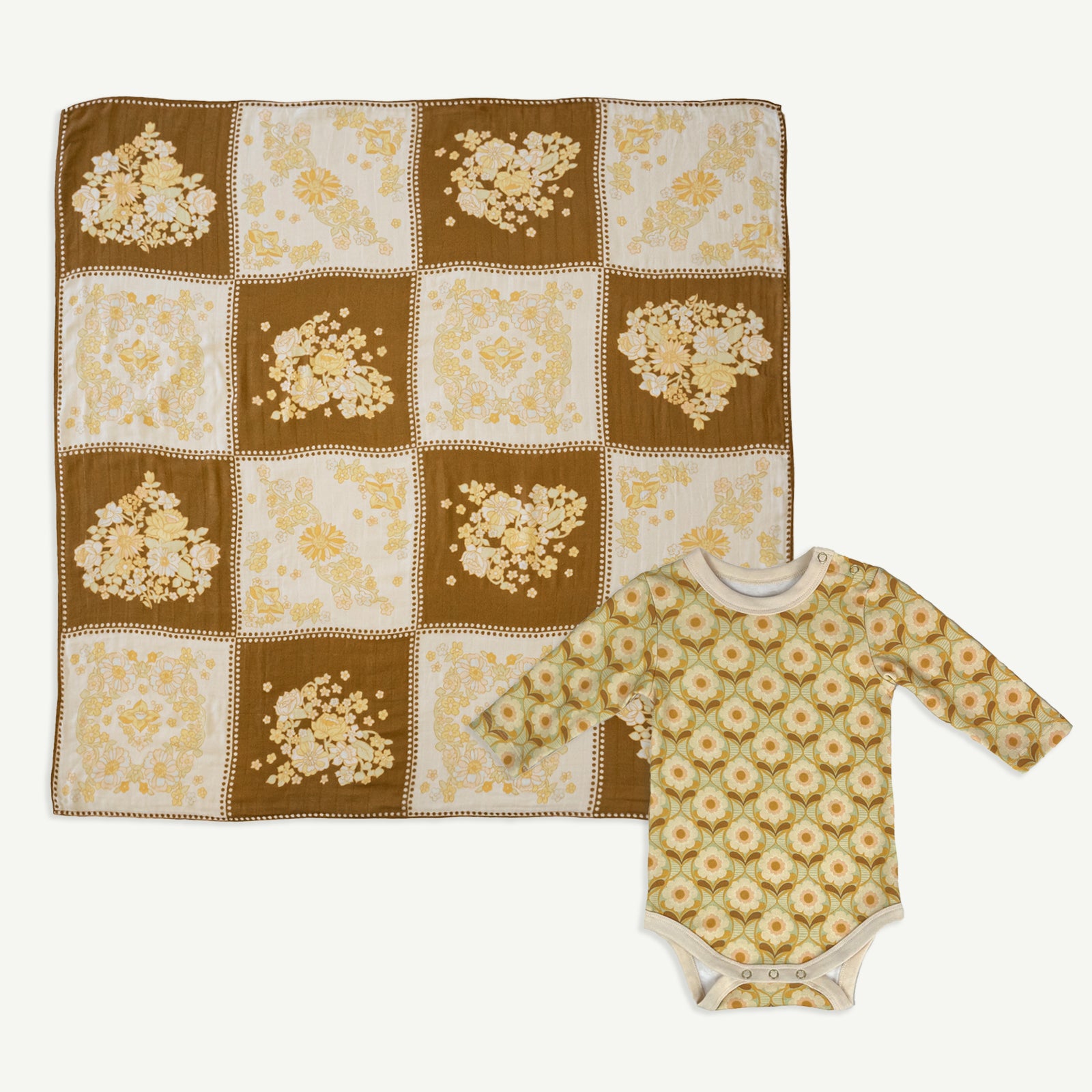 Holly Patchwork Swaddle and Onesie Bundle