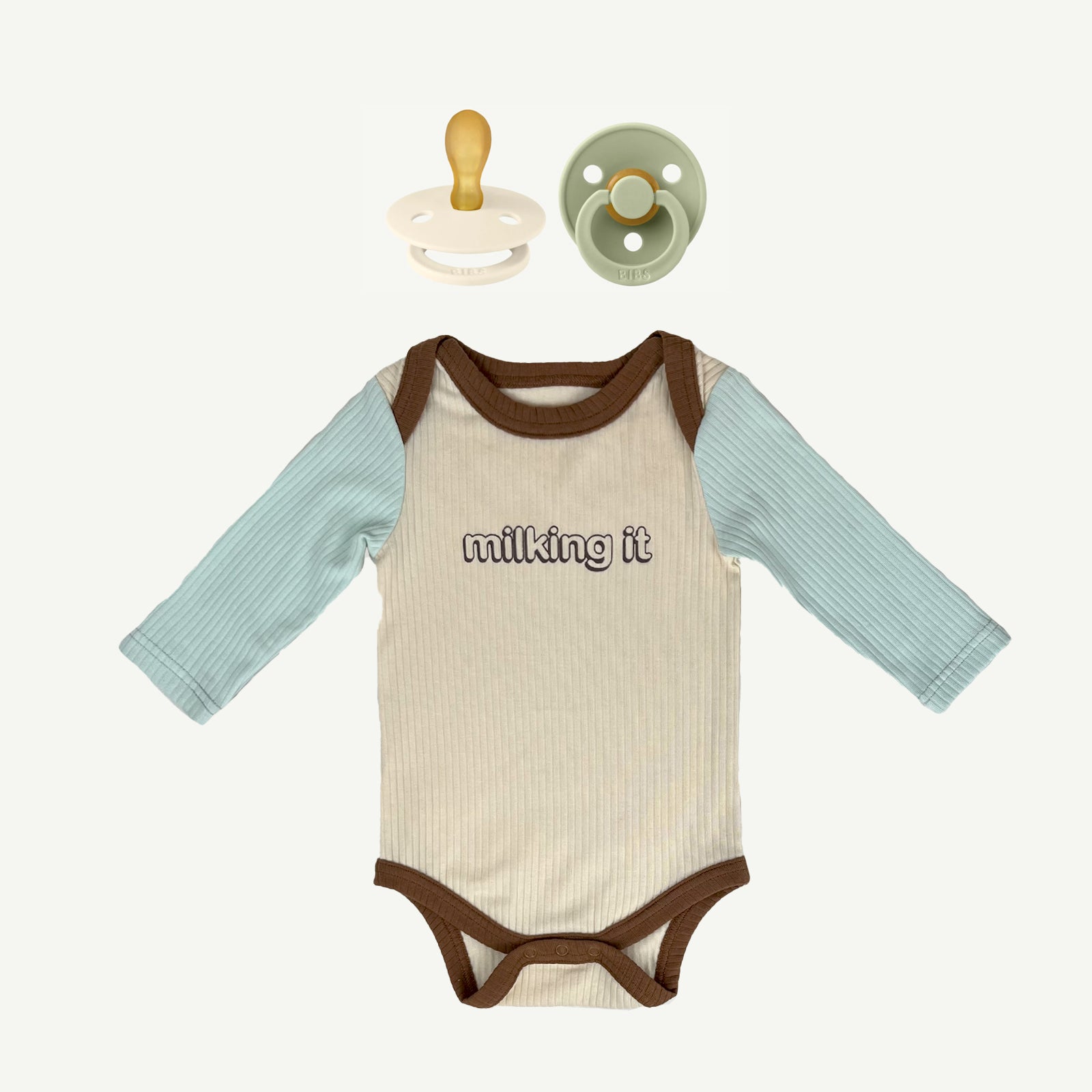 Milking It Onesie and Bibs Pacifier Bundle