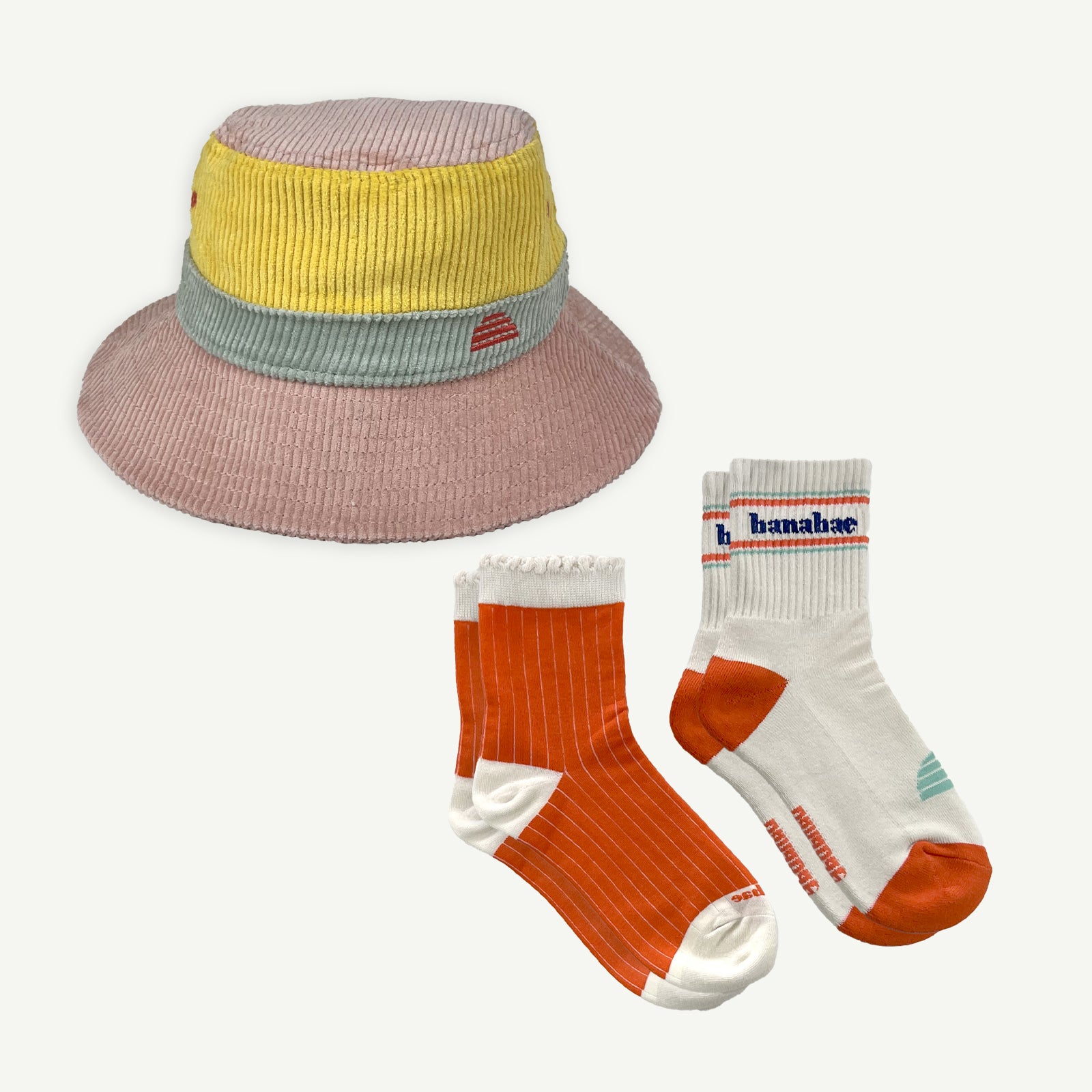 Spliced Cord Bucket Hat and Banabae Sock Bundle - Candy