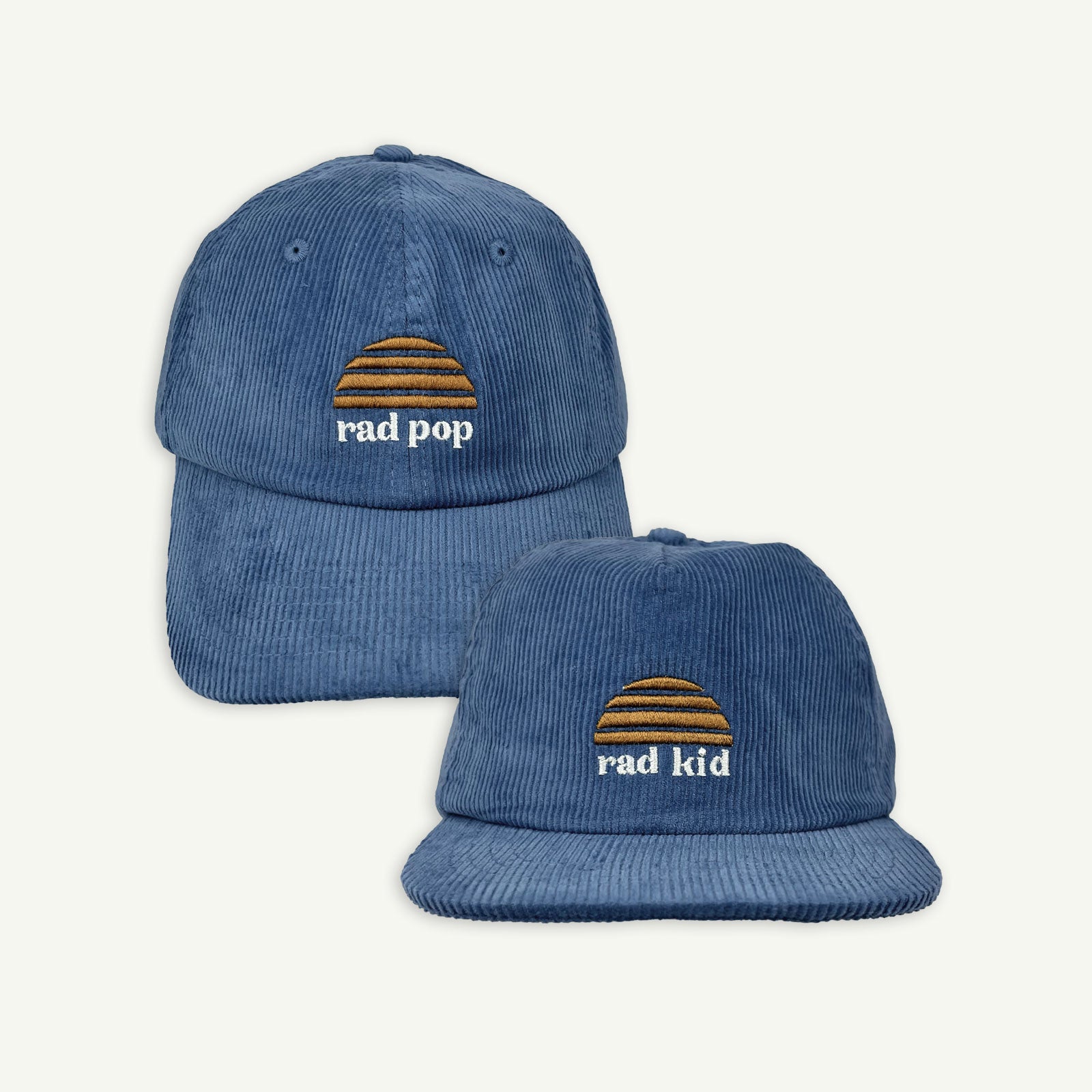 Rad Pop and Rad Kid Cord Cap Bundle - Denim Blue
