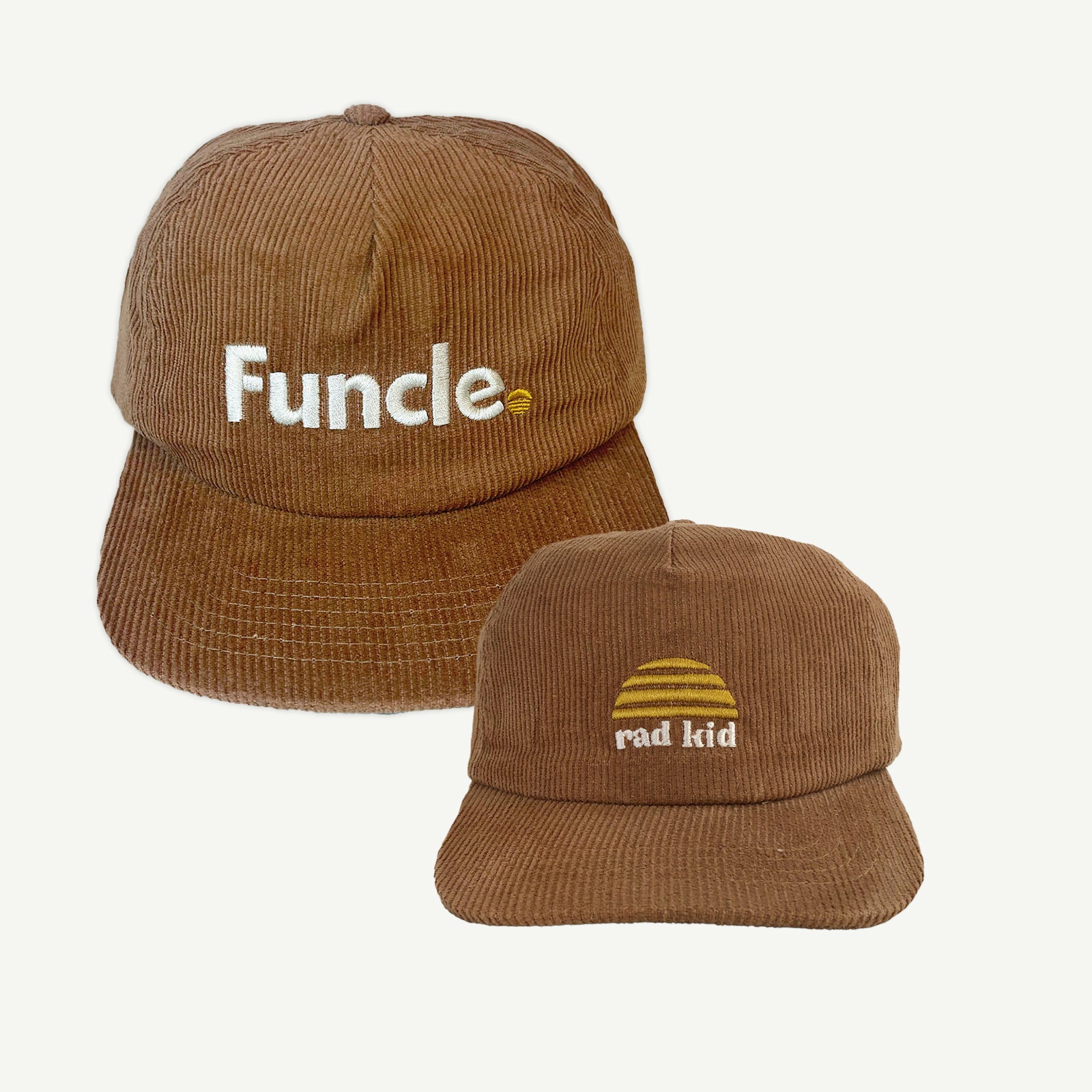 Funcle and Rad Kid Cord Cap Bundle - Tan