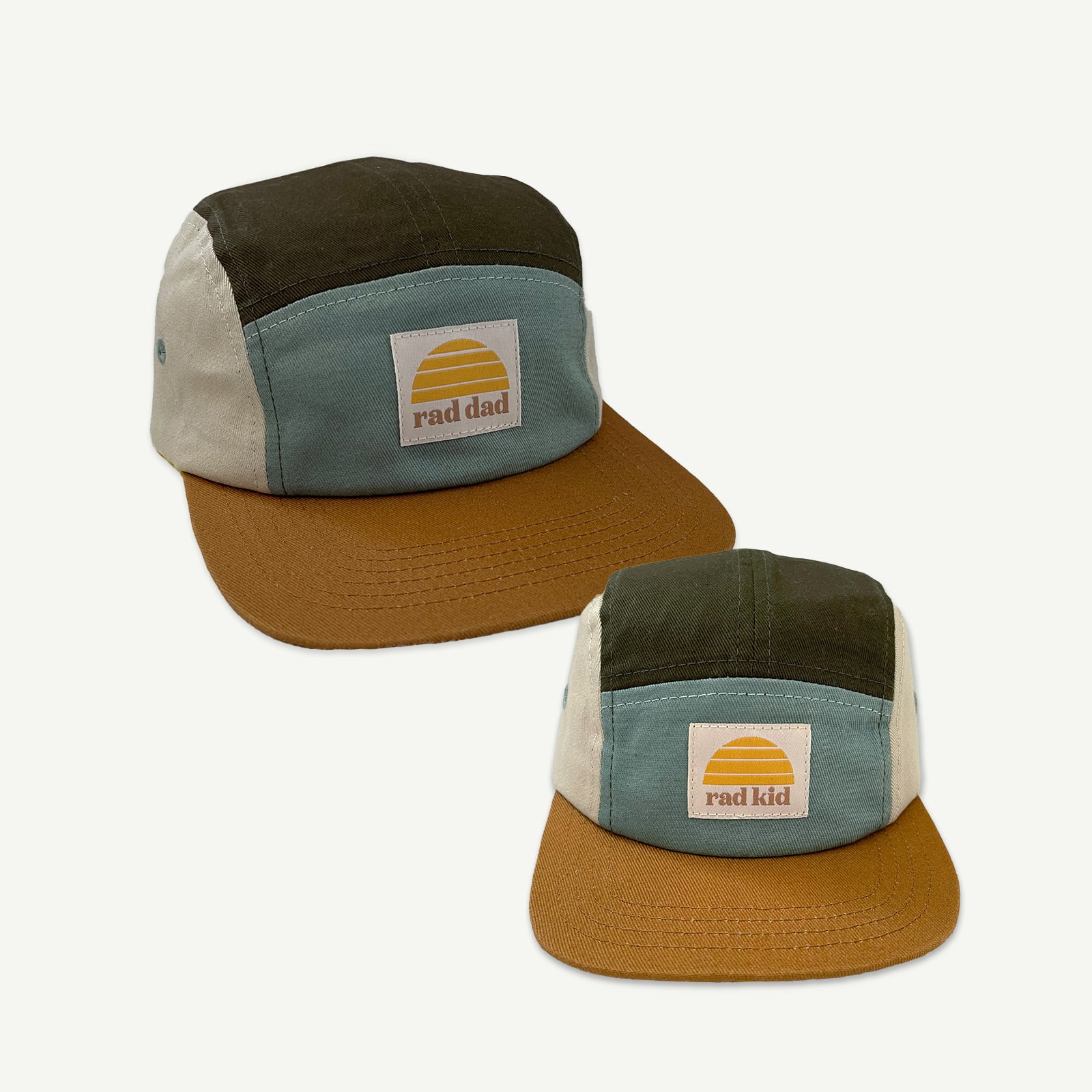 Rad Dad and Rad Kid Five Panel Cap Bundle - Khaki Splice