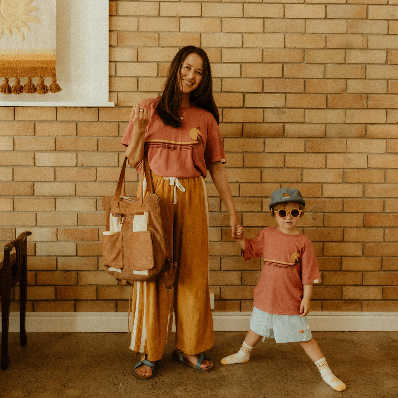 Corduroy Spliced Convertible Backpack - Tan