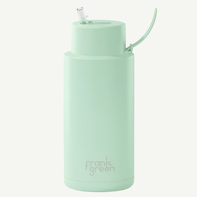 Frank Green 34oz Ceramic Reusable Bottle/Straw Lid with Straw - Mint Gelato