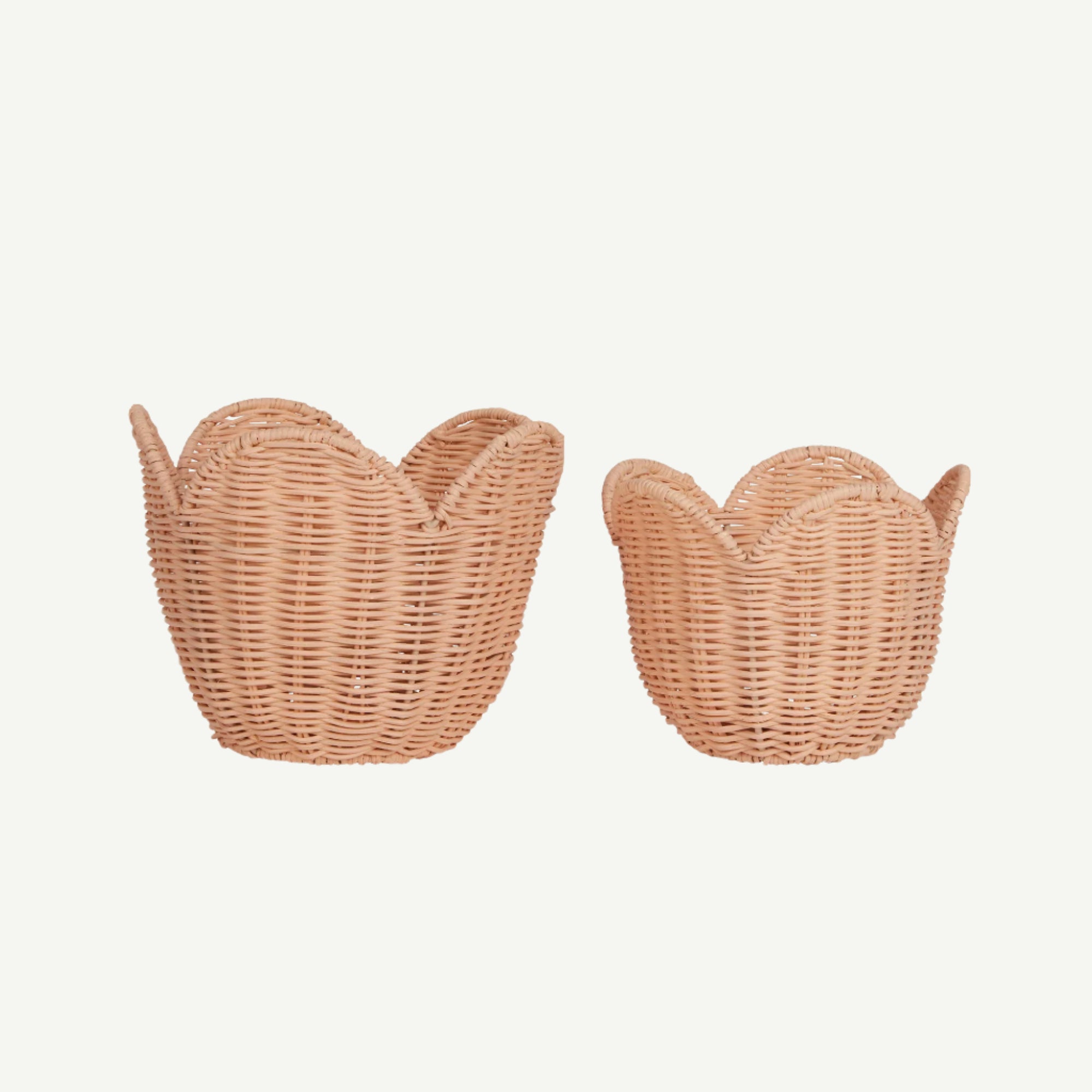 Olli Ella Rattan Lily Basket Set - Seashell Pink