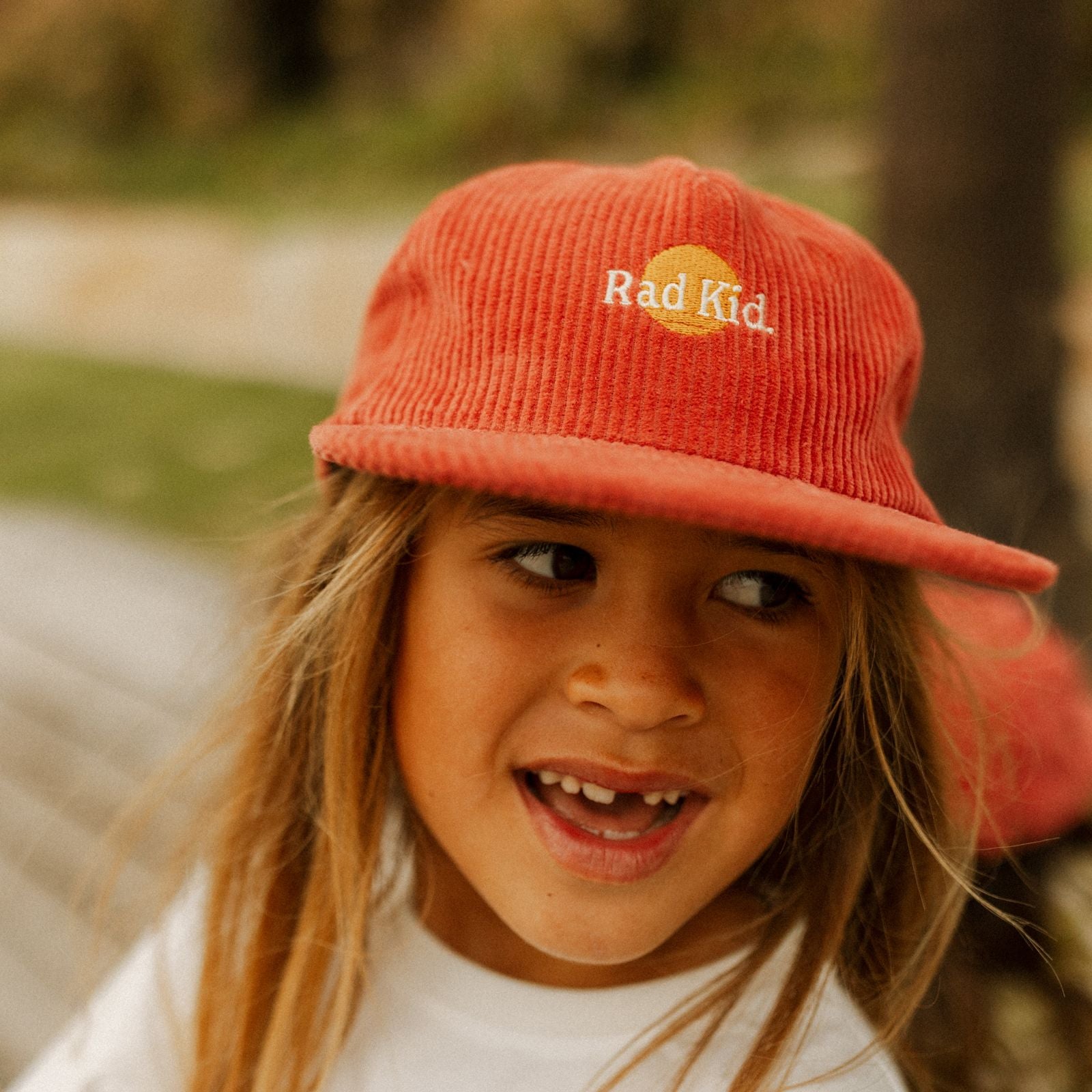 Rad Dad and Rad Kid Cord Cap Bundle - Eco Red
