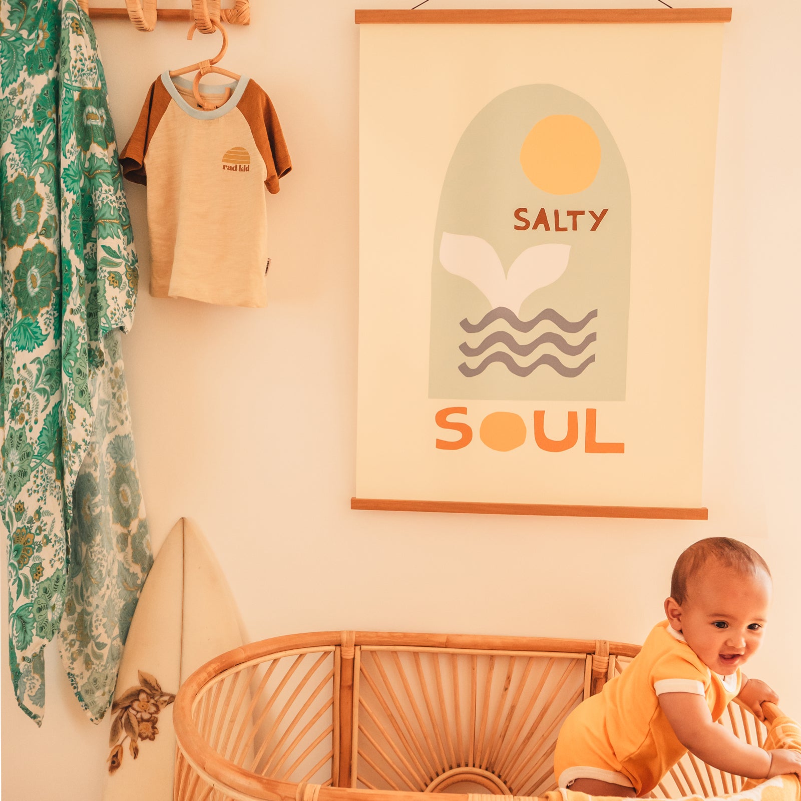 Salty Soul Cotton Canvas Wall Hanging - White