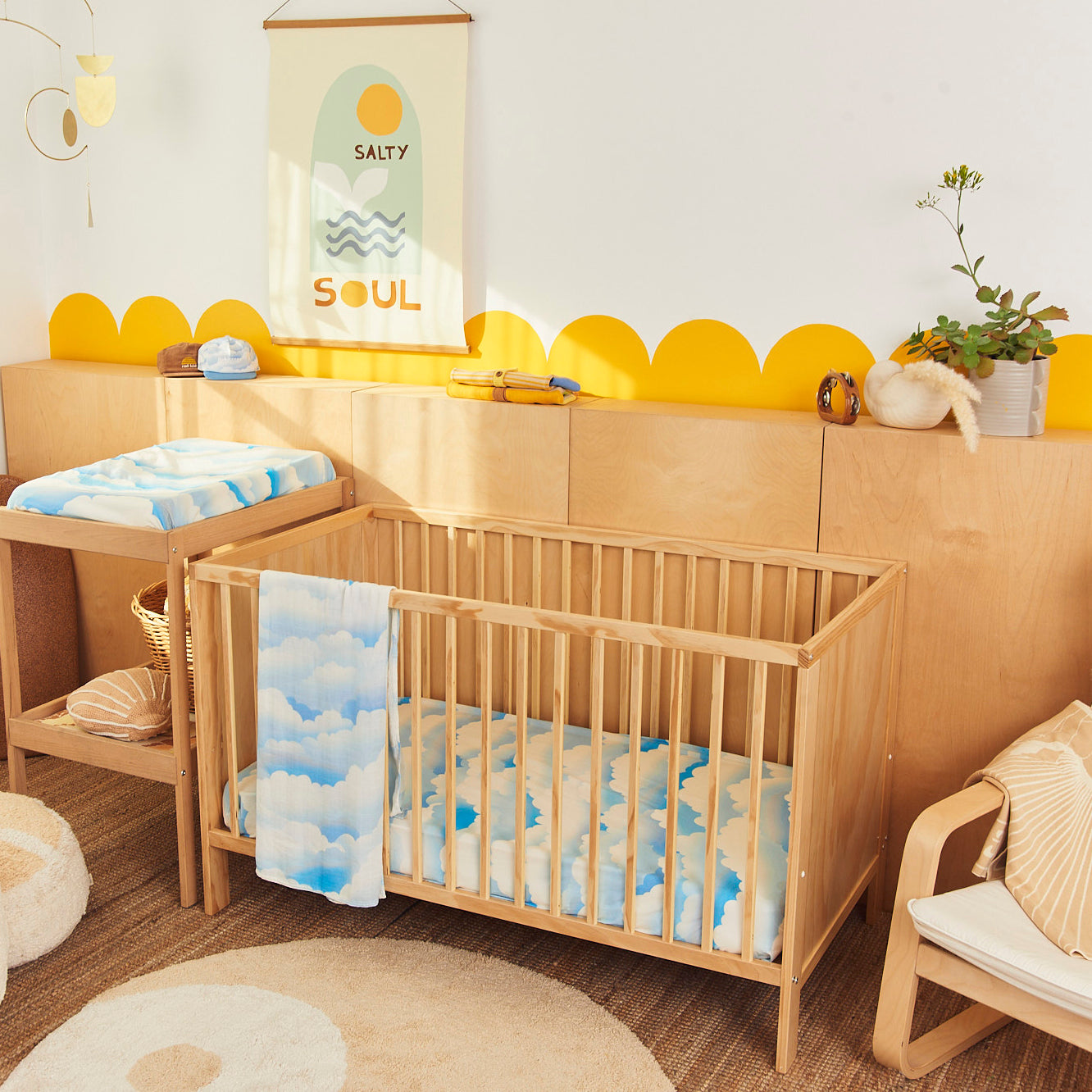 Head in the Clouds Hemp/Organic Cotton Fitted Cot Sheet