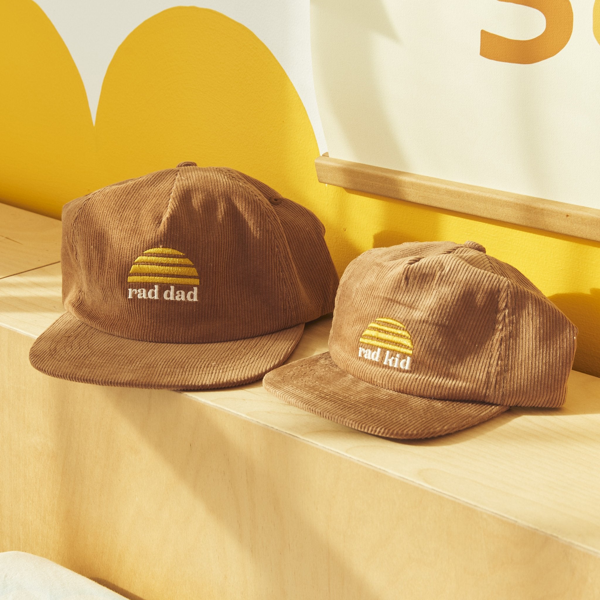 Rad Kid and Rad Dad Cord Cap Bundle - Tan
