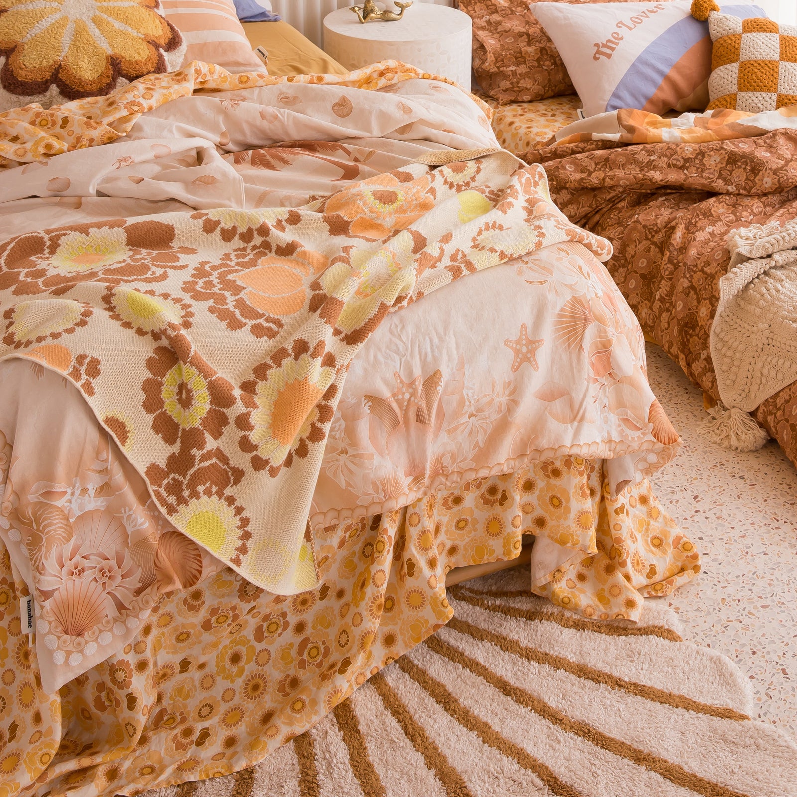 Stencil Flora Flax Linen Flat Sheet
