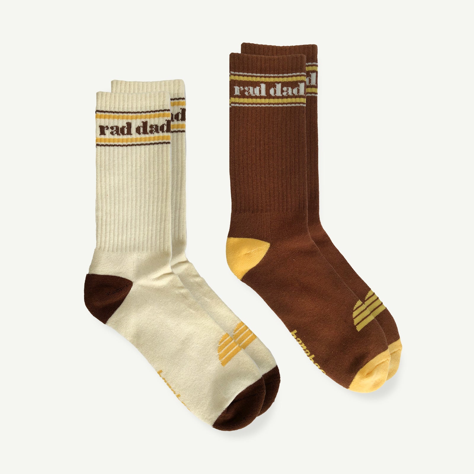 Rad Dad Organic Cotton Crew Sock Pack - Mens Natural and Brown