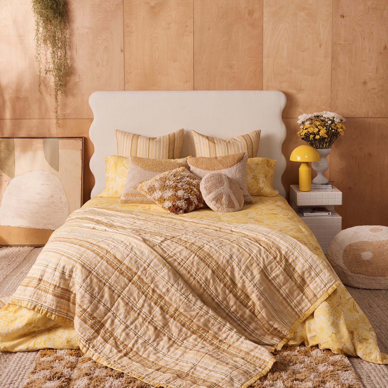 Sunrise Loop Back Cushion - Yellow