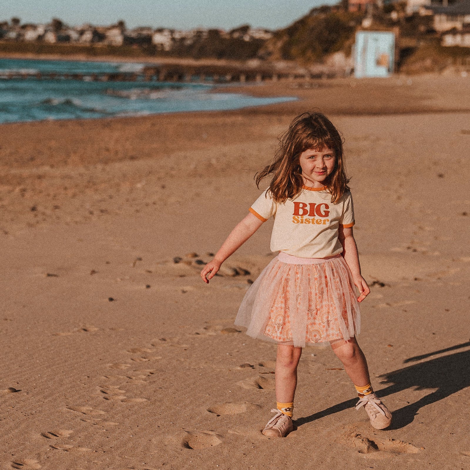 Big Sister Organic Cotton Ringer Tee - Mustard