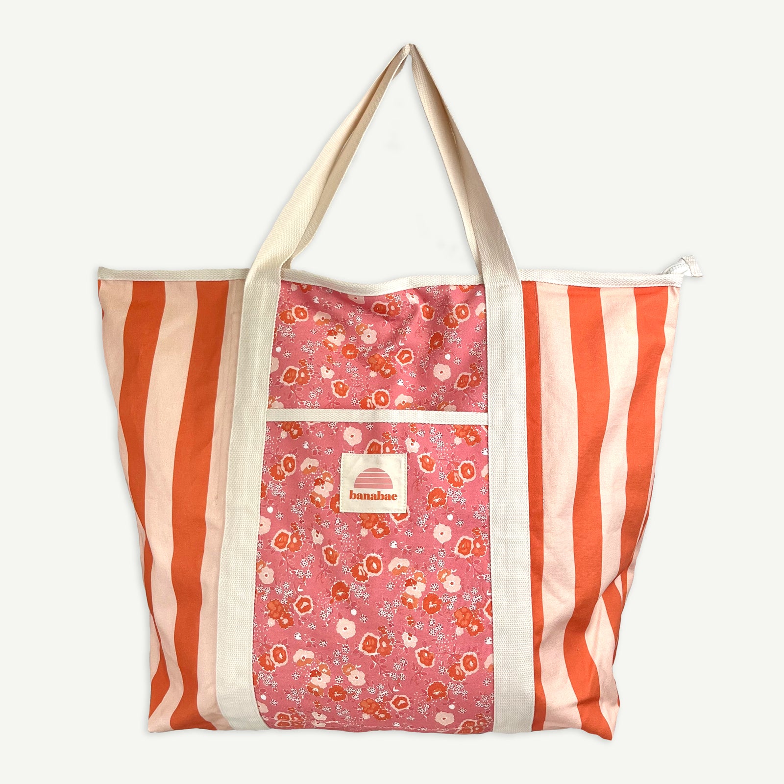 Lola Stripe Floral Organic Cotton Beach Bag