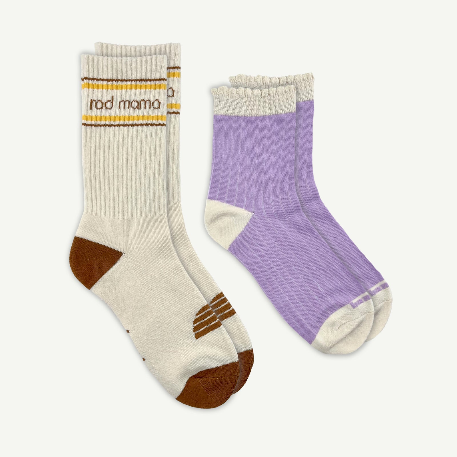 Rad Mama and Lilac Rib Organic Cotton Sock Pack