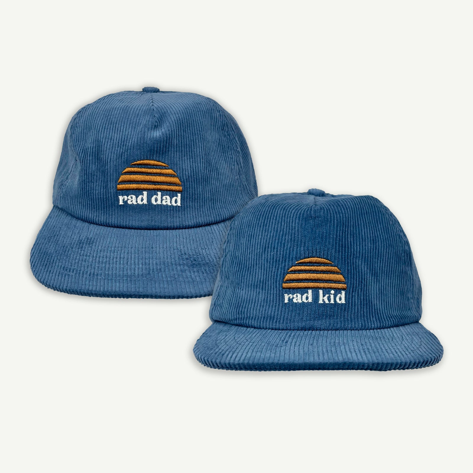 Rad Dad and Rad Kid Cord Cap Bundle - Denim Blue