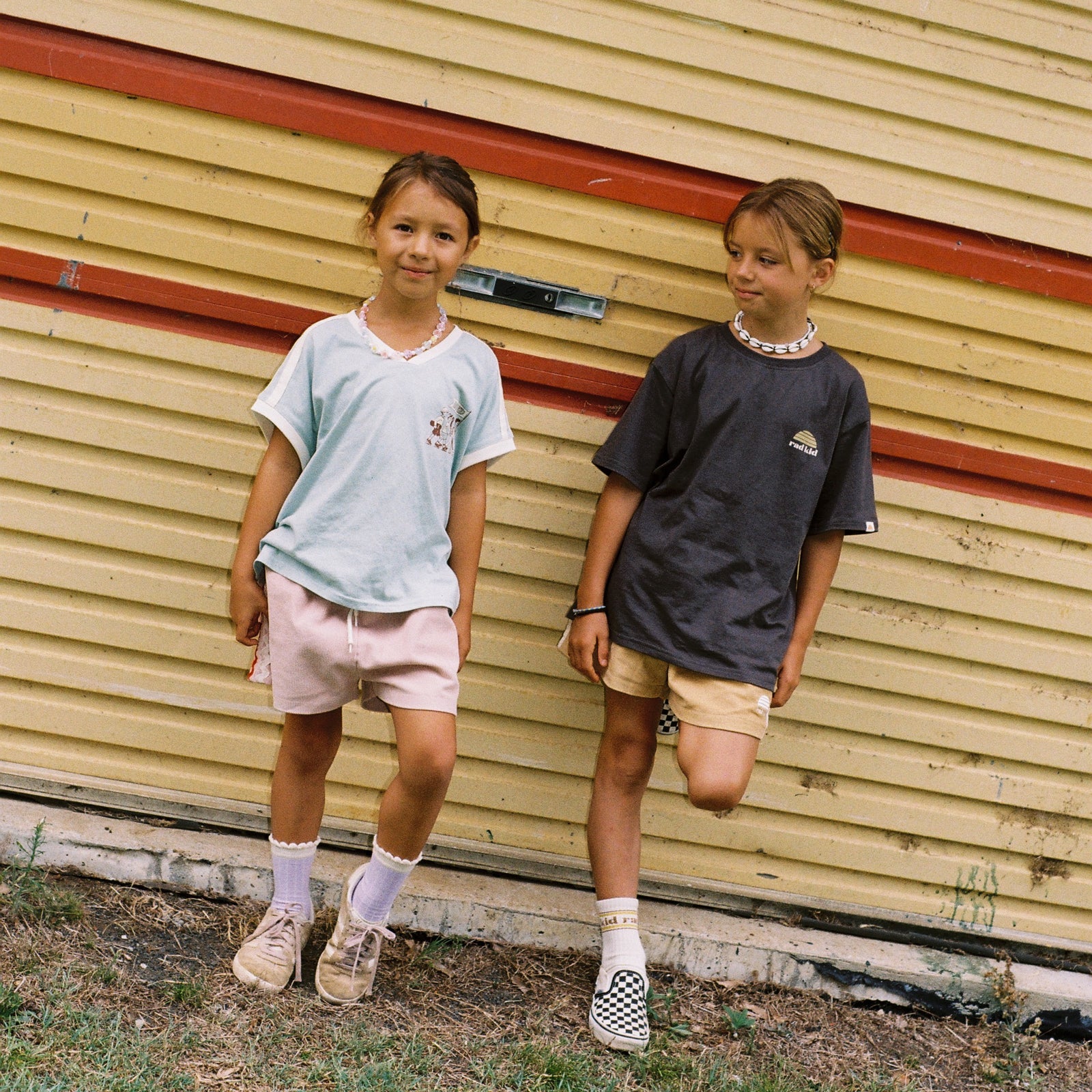 Side Stripe Kids Cord Shorts - Camel
