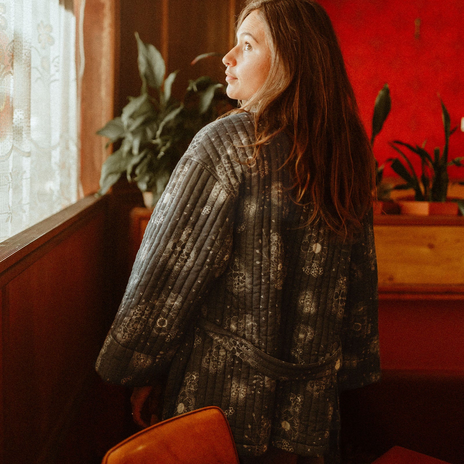 Quilted House Coat - Luminescent Floral