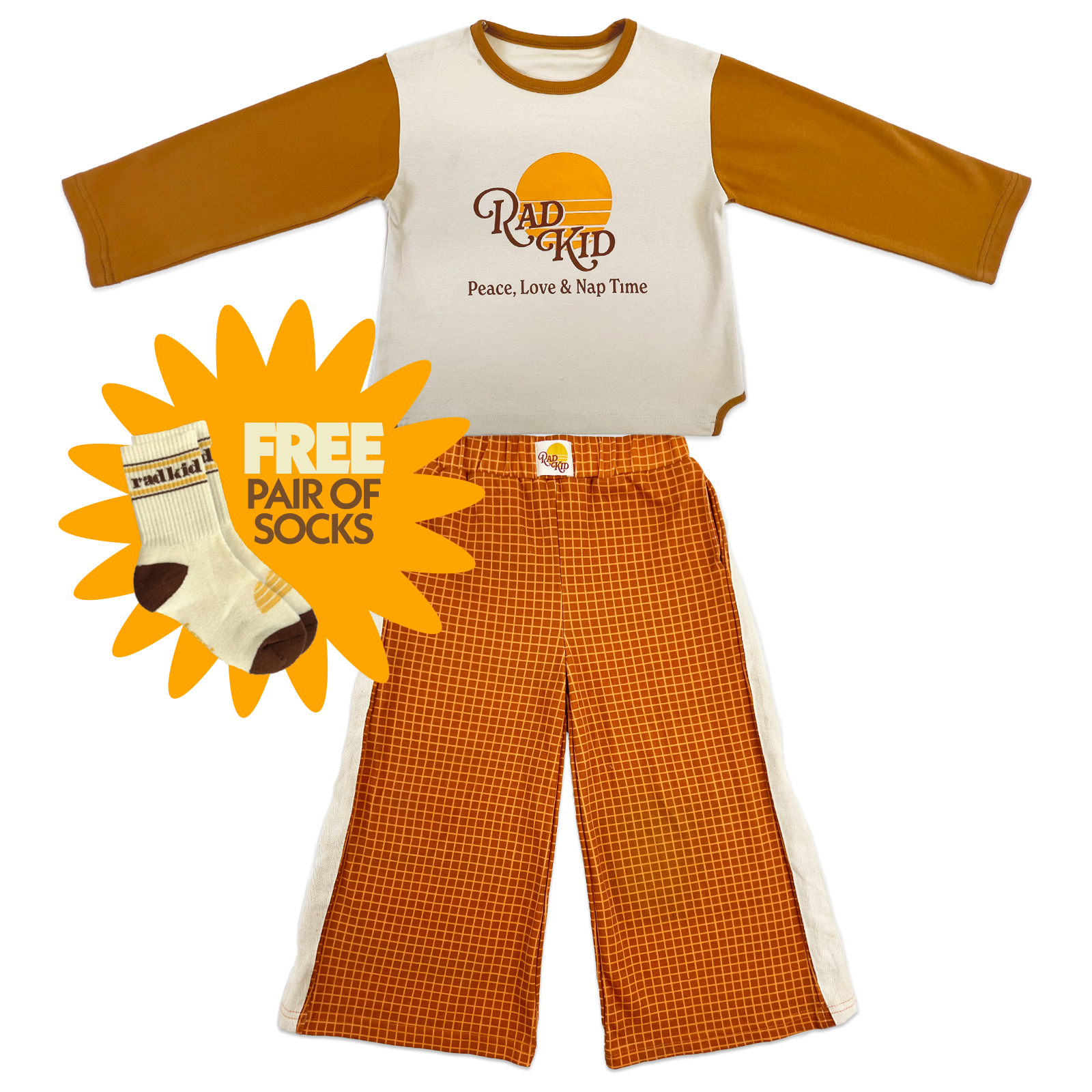 Rad Kid Organic Stretch PJ Set - Sunsets + FREE socks