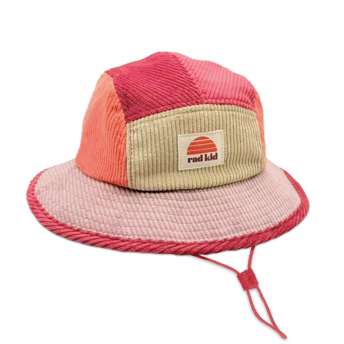 Rad Kid 5 Panel Spliced Bucket Hat - Berry Nice | Banabae