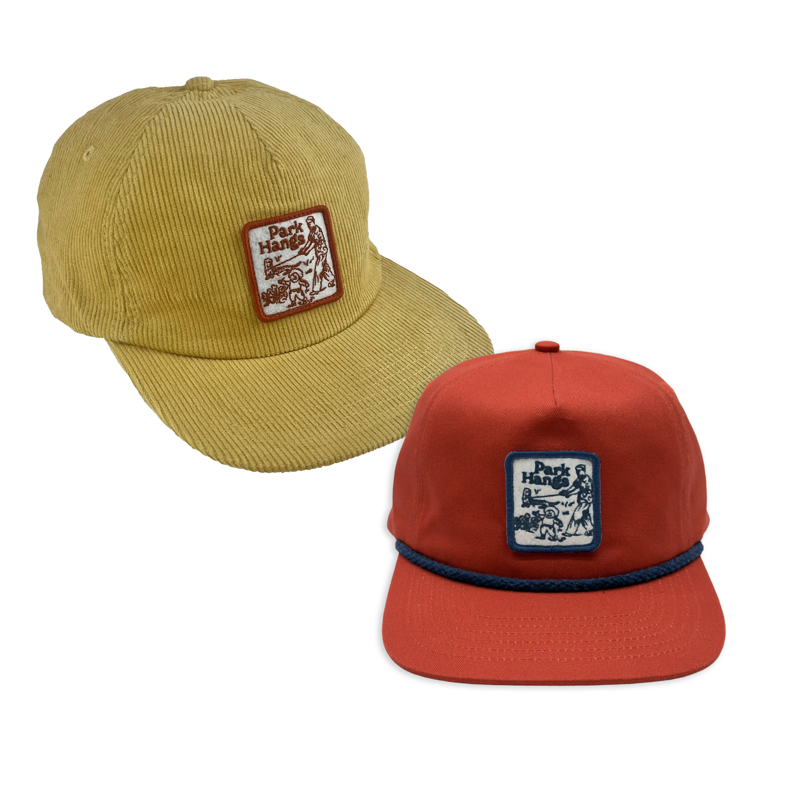 Park Hangs Adult and Kid Cap Bundle - Yellow / Rust