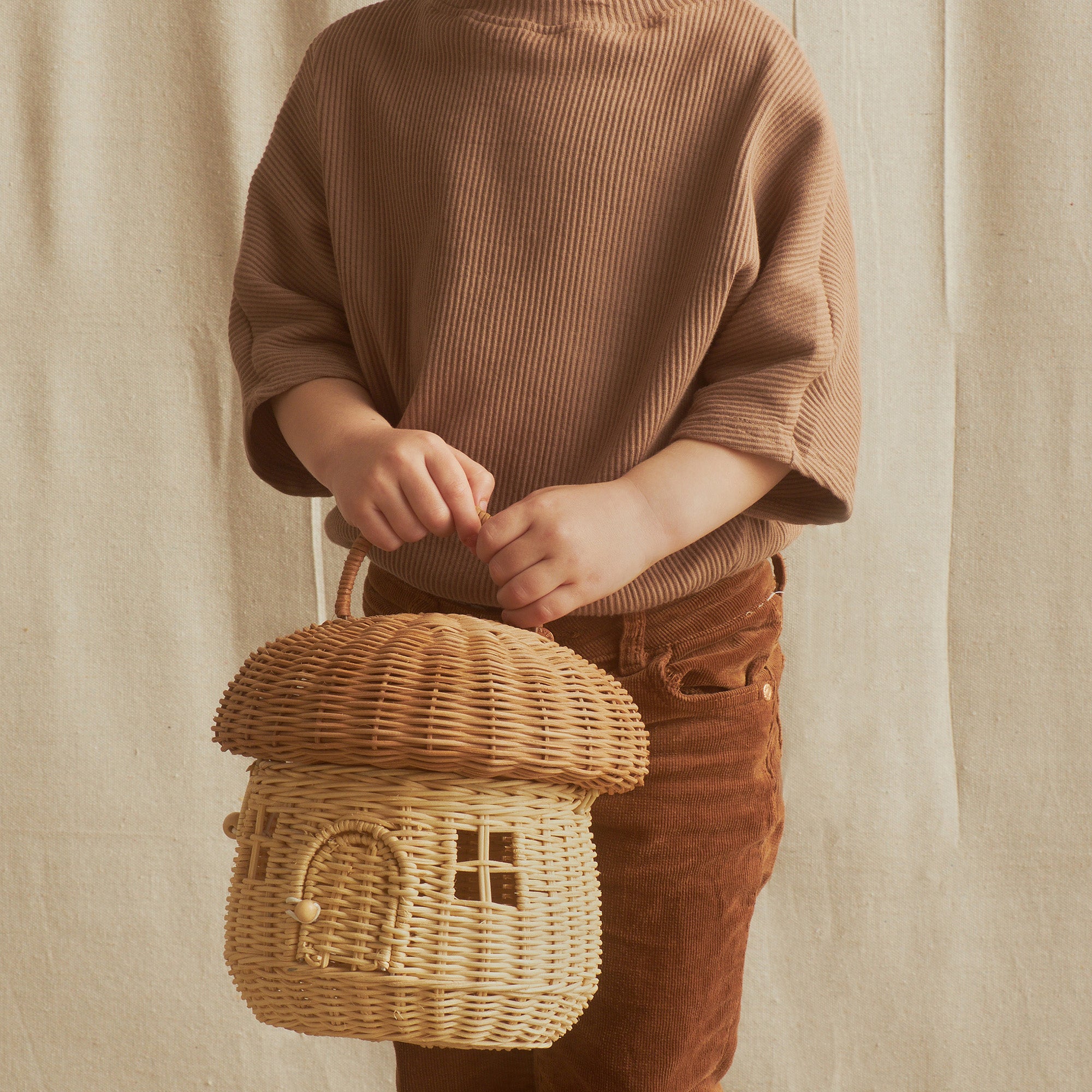 Olli Ella Rattan Mushroom Basket -  Natural