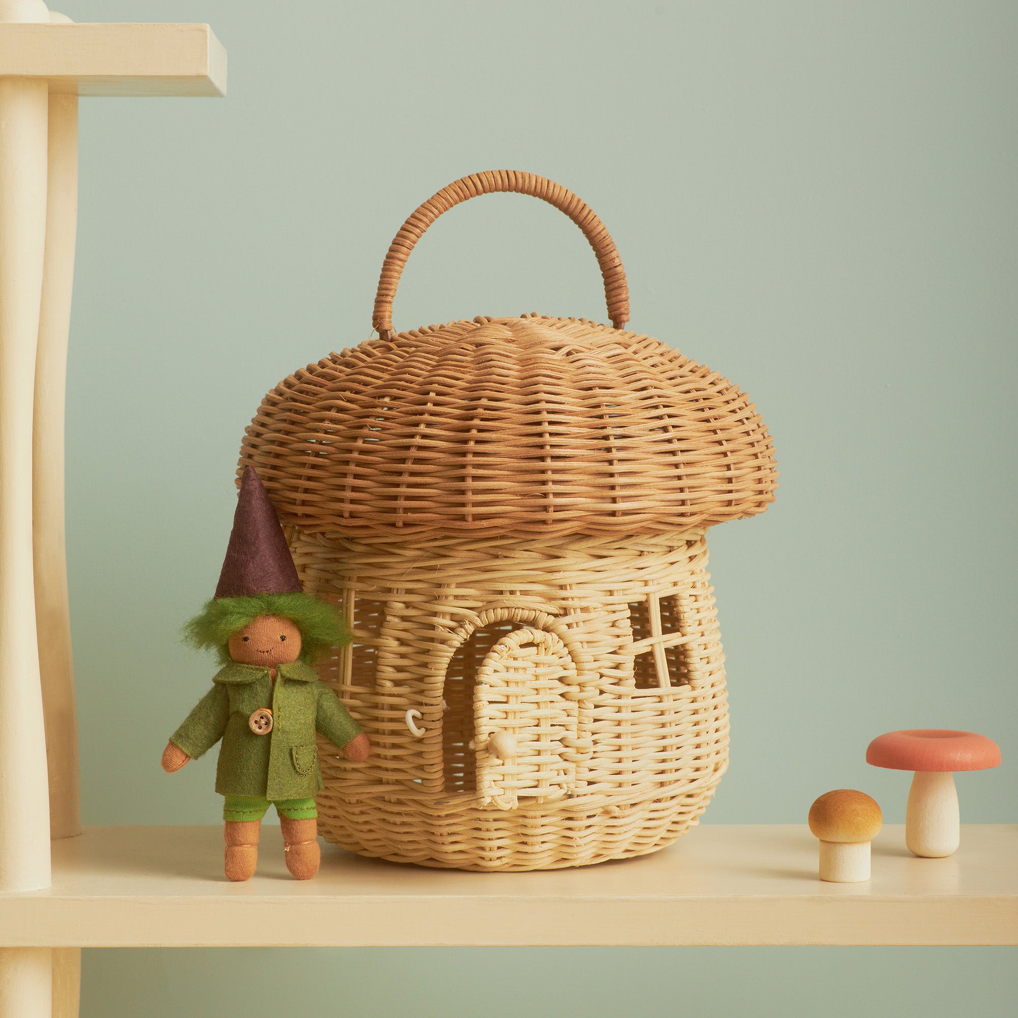 Olli Ella Rattan Mushroom Basket -  Natural