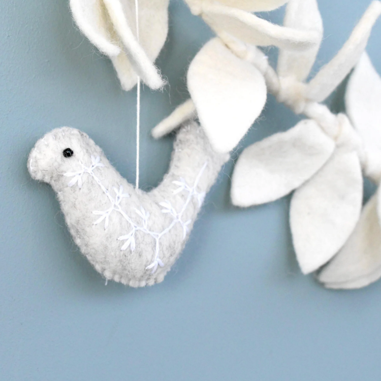 Felt Doves and Leaves Garland
