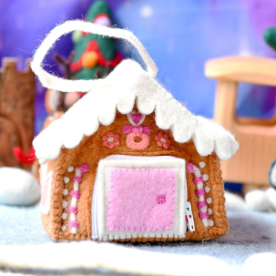 Felt Pink Gingerbread House Bag
