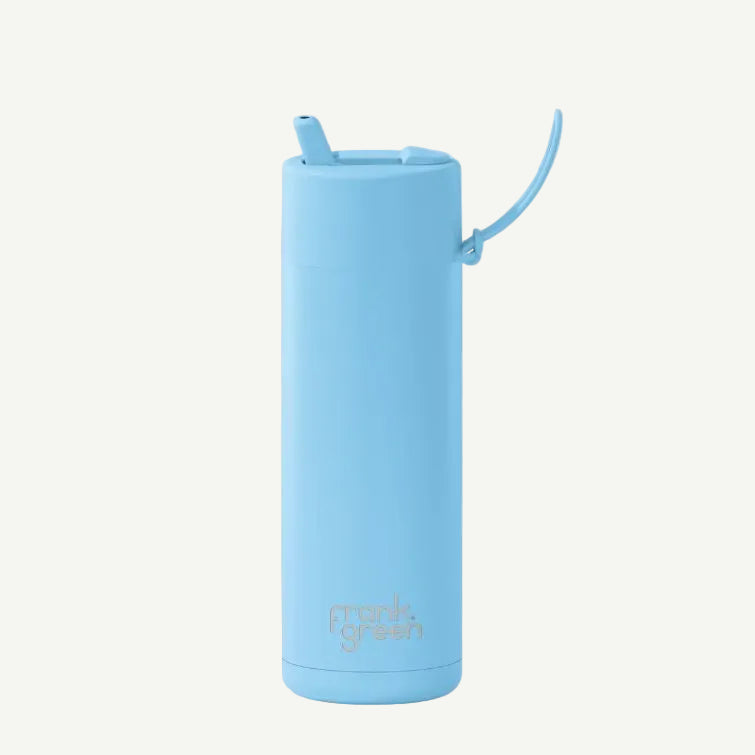 Frank Green 20oz Ceramic Reusable Bottle with Flip Straw Lid - Sky Blue