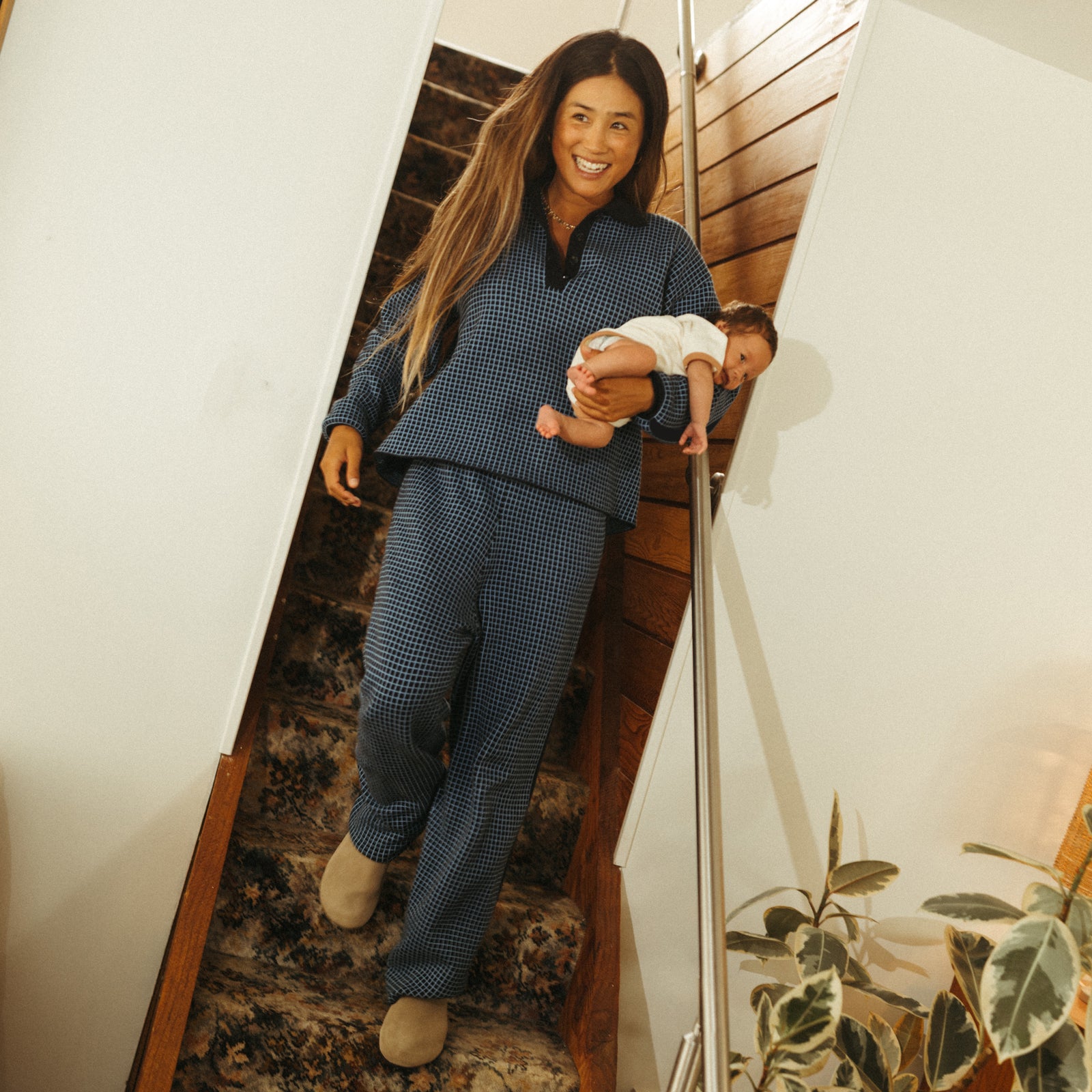 Organic Cotton Knit Lounge Set Bundle - Micro Check