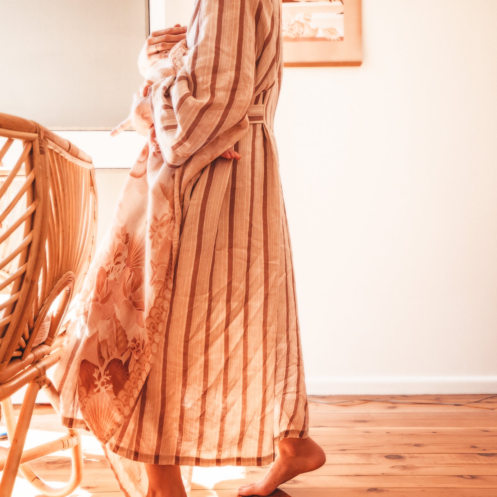 Variegated Stripe 100% Linen Robe