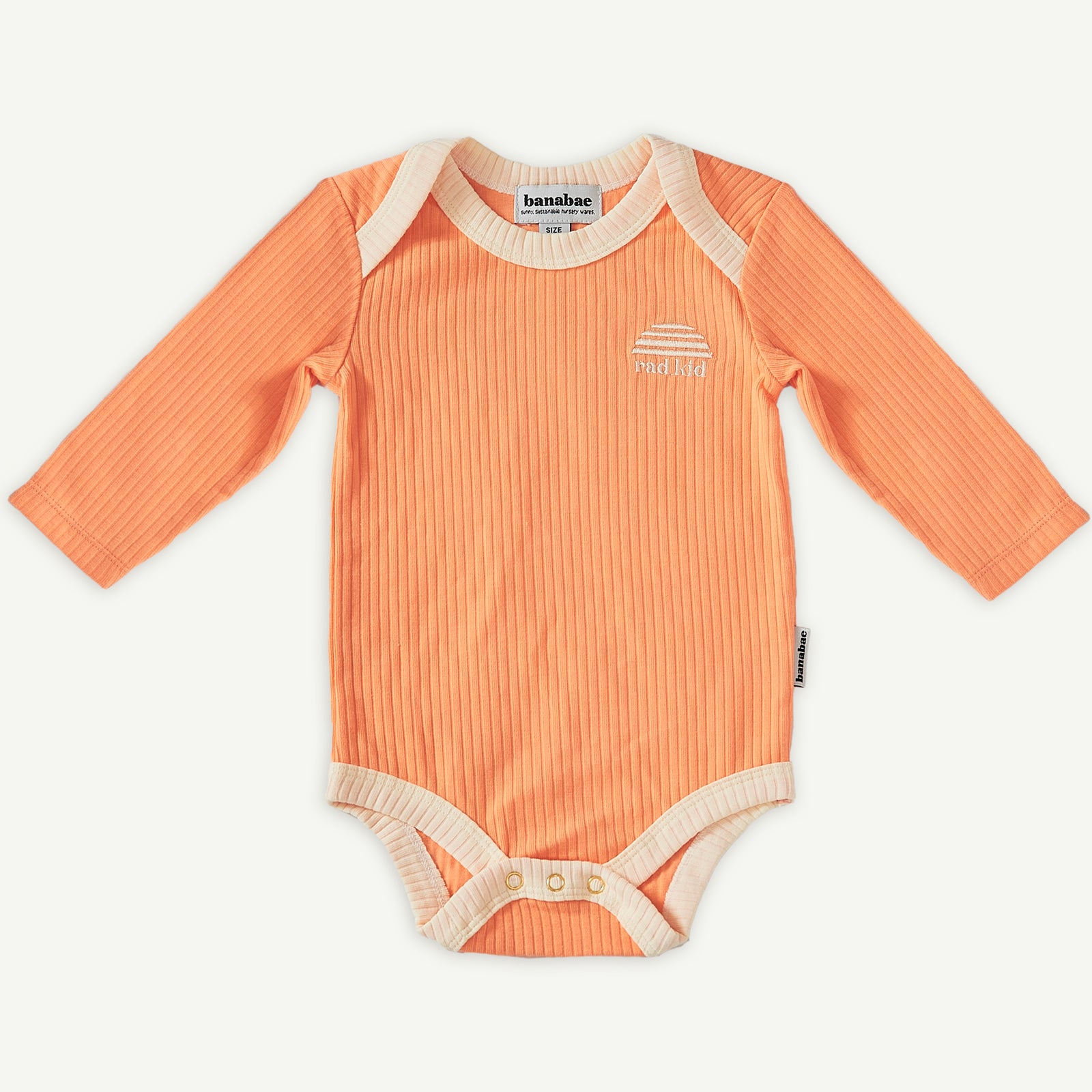 Peach Ribbed Organic Cotton Long Sleeve Onesie